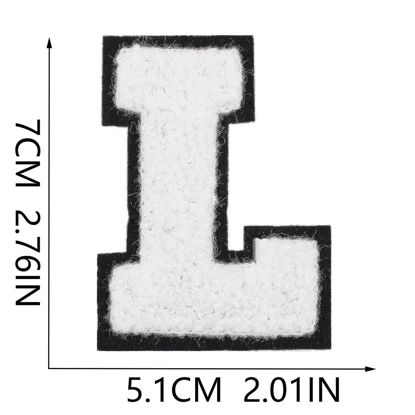 Weiß Schwarz 7cm Buchstaben A–Z Chenille Aufnäher Patches zum Aufbügeln für Kleidung DIY