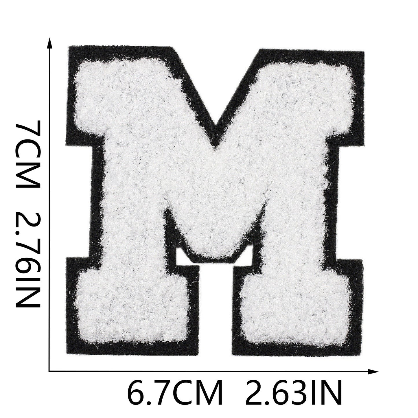 Weiß Schwarz 7cm Buchstaben A–Z Chenille Aufnäher Patches zum Aufbügeln für Kleidung DIY
