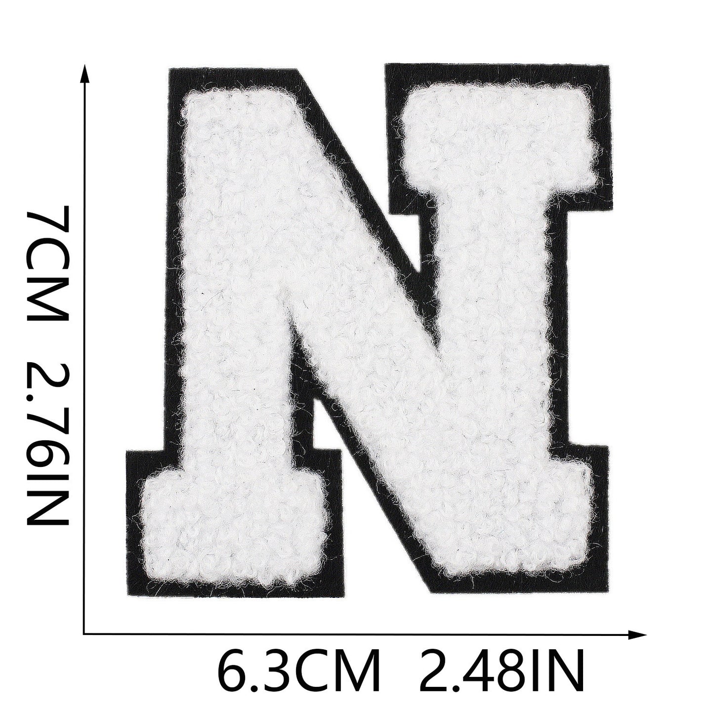 Weiß Schwarz 7cm Buchstaben A–Z Chenille Aufnäher Patches zum Aufbügeln für Kleidung DIY