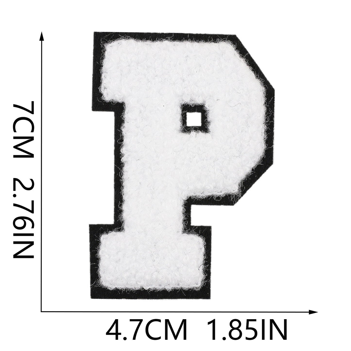 Weiß Schwarz 7cm Buchstaben A–Z Chenille Aufnäher Patches zum Aufbügeln für Kleidung DIY