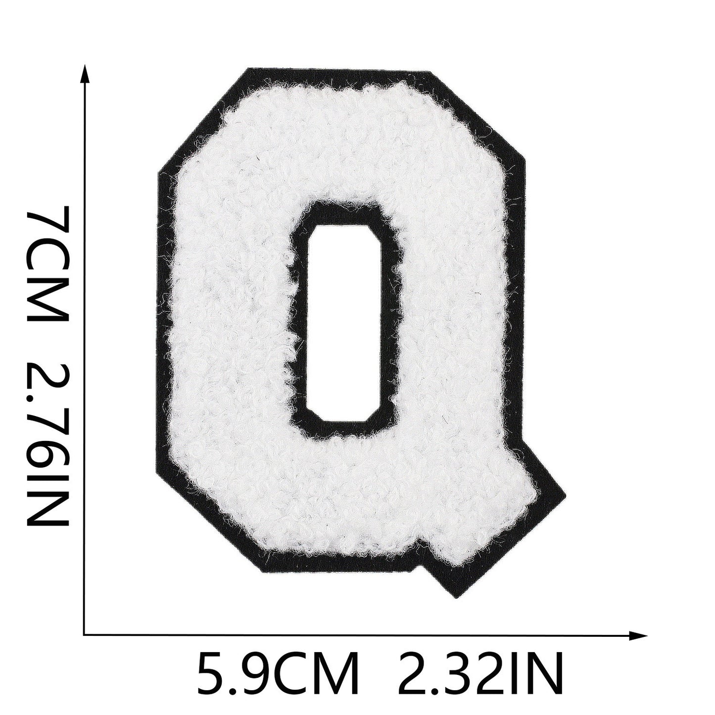 Weiß Schwarz 7cm Buchstaben A–Z Chenille Aufnäher Patches zum Aufbügeln für Kleidung DIY