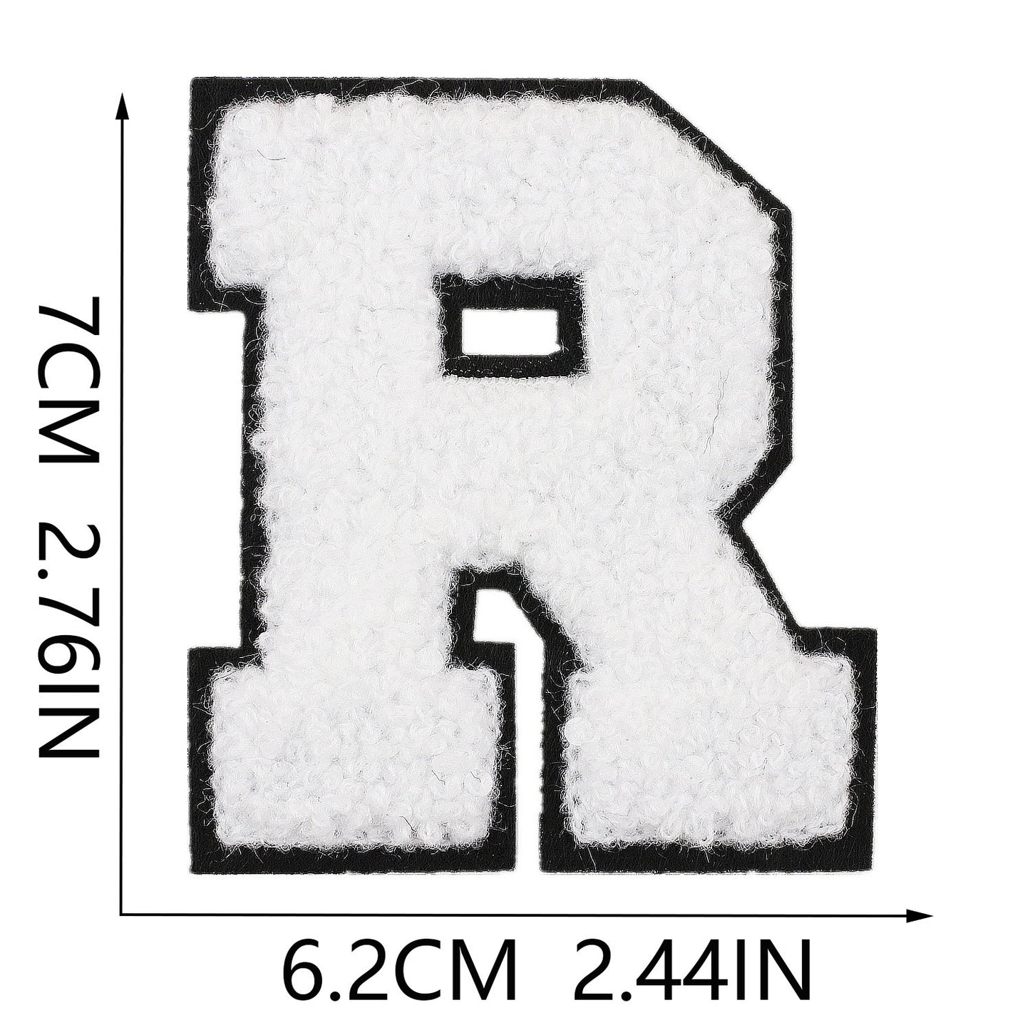 Weiß Schwarz 7cm Buchstaben A–Z Chenille Aufnäher Patches zum Aufbügeln für Kleidung DIY