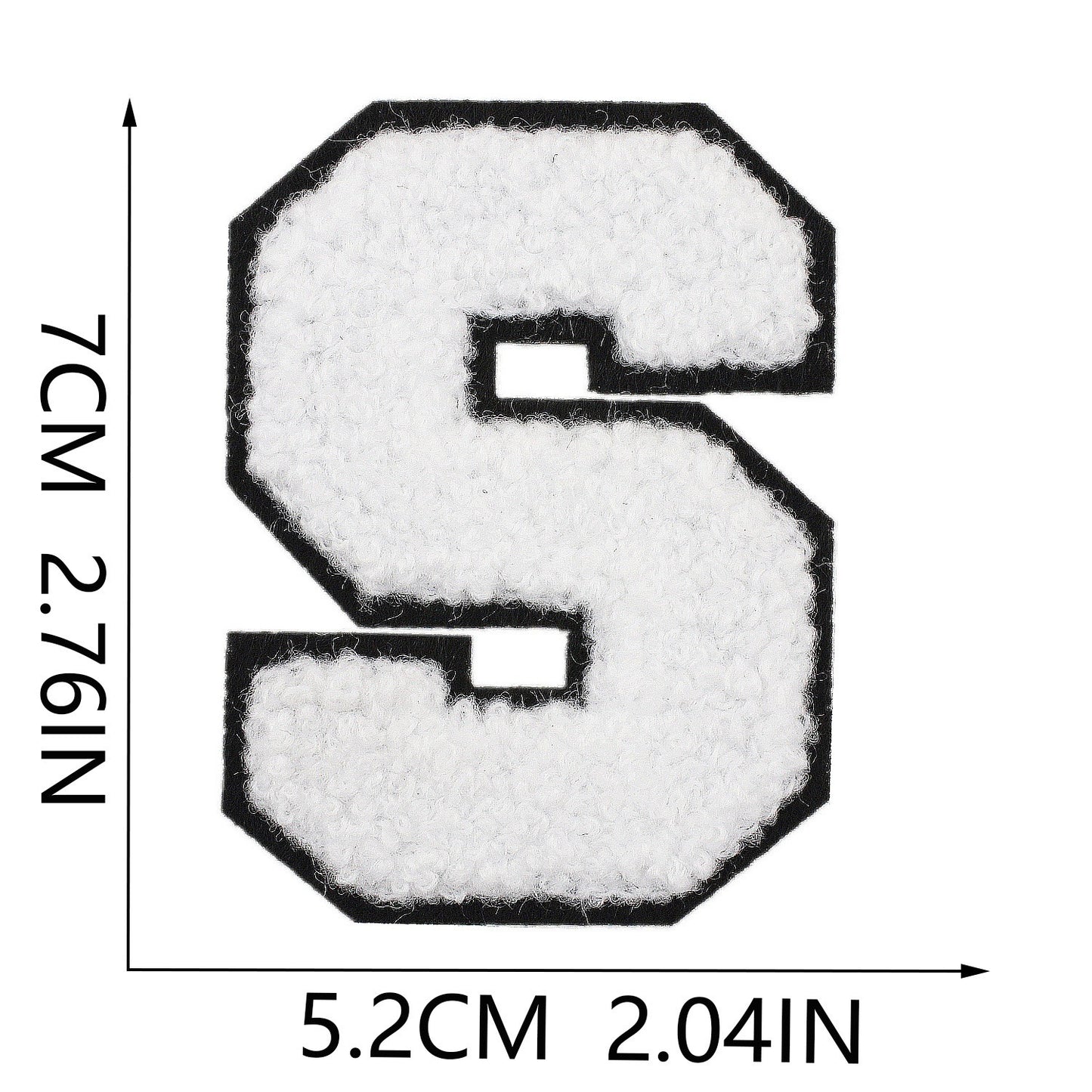 Weiß Schwarz 7cm Buchstaben A–Z Chenille Aufnäher Patches zum Aufbügeln für Kleidung DIY