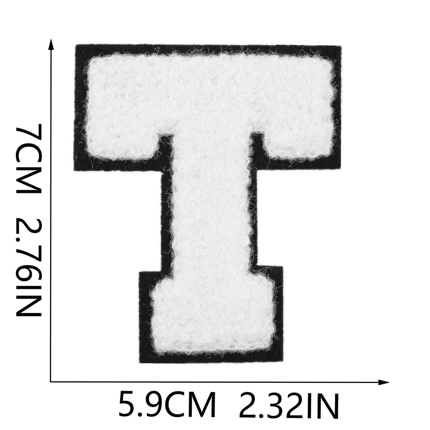 Weiß Schwarz 7cm Buchstaben A–Z Chenille Aufnäher Patches zum Aufbügeln für Kleidung DIY