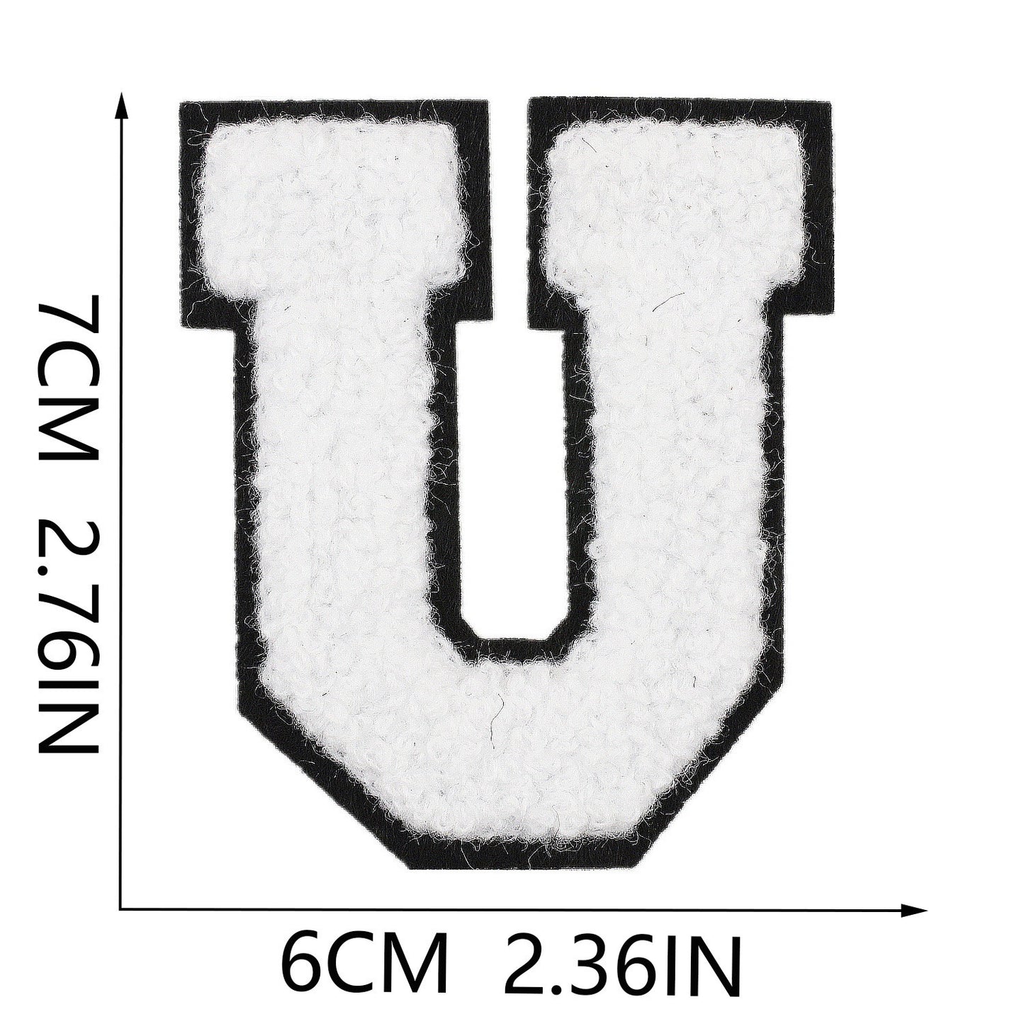 Weiß Schwarz 7cm Buchstaben A–Z Chenille Aufnäher Patches zum Aufbügeln für Kleidung DIY