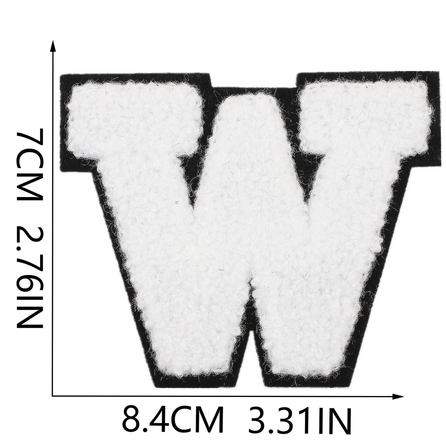 Weiß Schwarz 7cm Buchstaben A–Z Chenille Aufnäher Patches zum Aufbügeln für Kleidung DIY