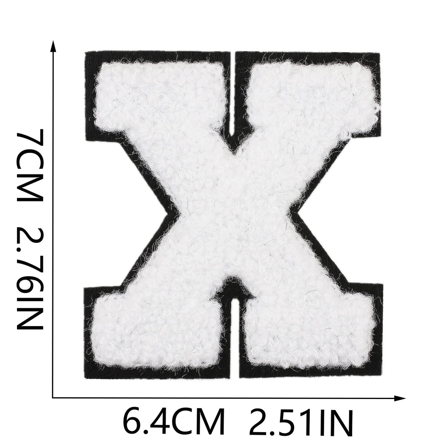 Weiß Schwarz 7cm Buchstaben A–Z Chenille Aufnäher Patches zum Aufbügeln für Kleidung DIY