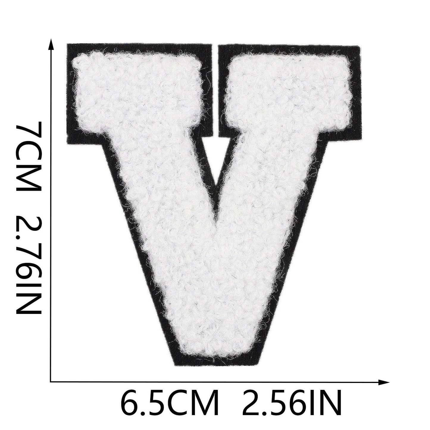 Weiß Schwarz 7cm Buchstaben A–Z Chenille Aufnäher Patches zum Aufbügeln für Kleidung DIY