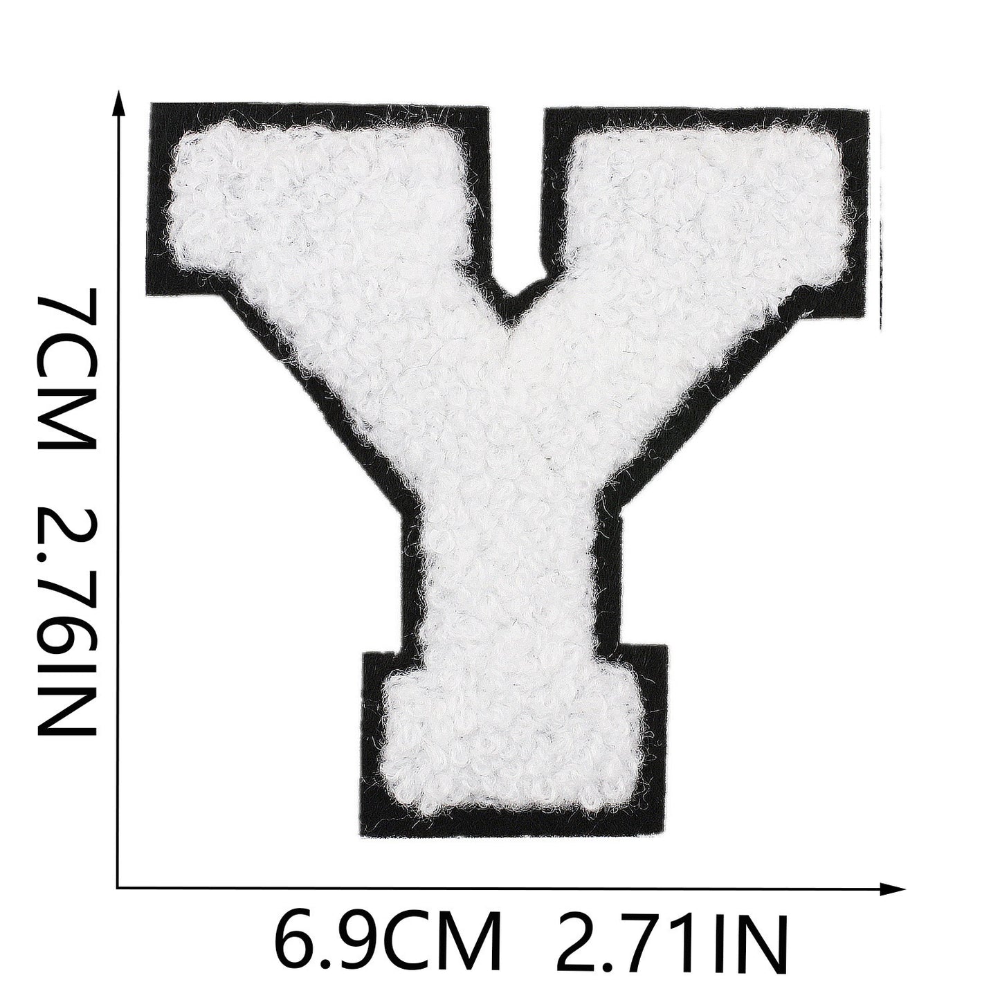 Weiß Schwarz 7cm Buchstaben A–Z Chenille Aufnäher Patches zum Aufbügeln für Kleidung DIY