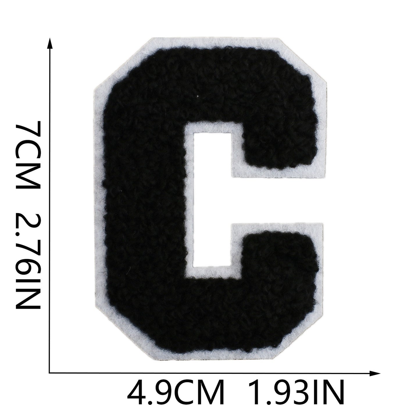 Schwarz Weiß 7cm Buchstaben A–Z Chenille Aufnäher Patches zum Aufbügeln für Kleidung DIY