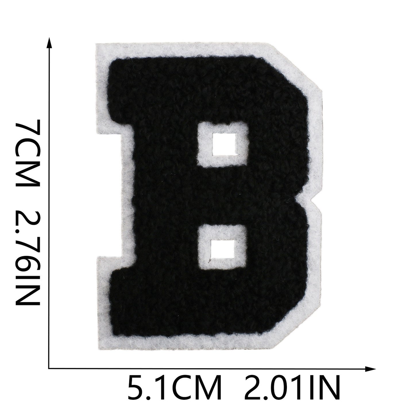 Schwarz Weiß 7cm Buchstaben A–Z Chenille Aufnäher Patches zum Aufbügeln für Kleidung DIY