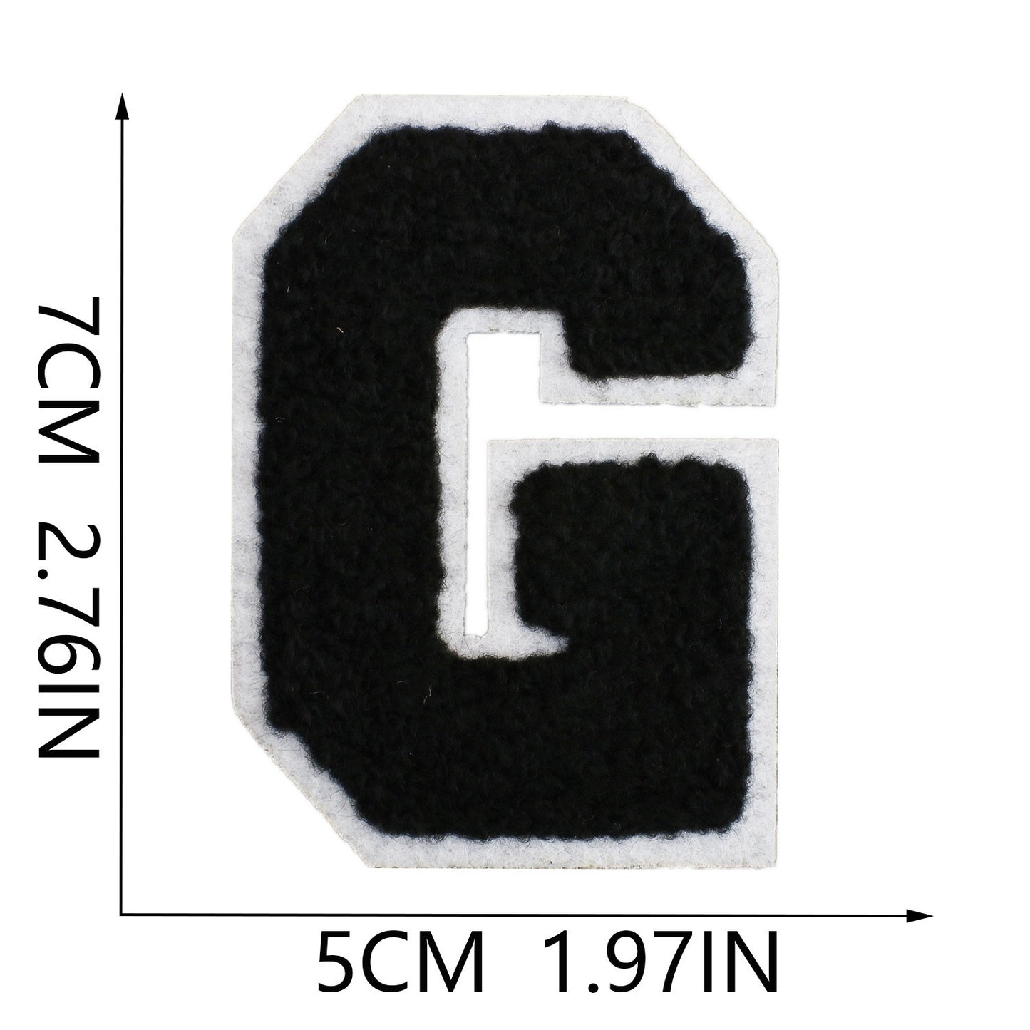 Schwarz Weiß 7cm Buchstaben A–Z Chenille Aufnäher Patches zum Aufbügeln für Kleidung DIY
