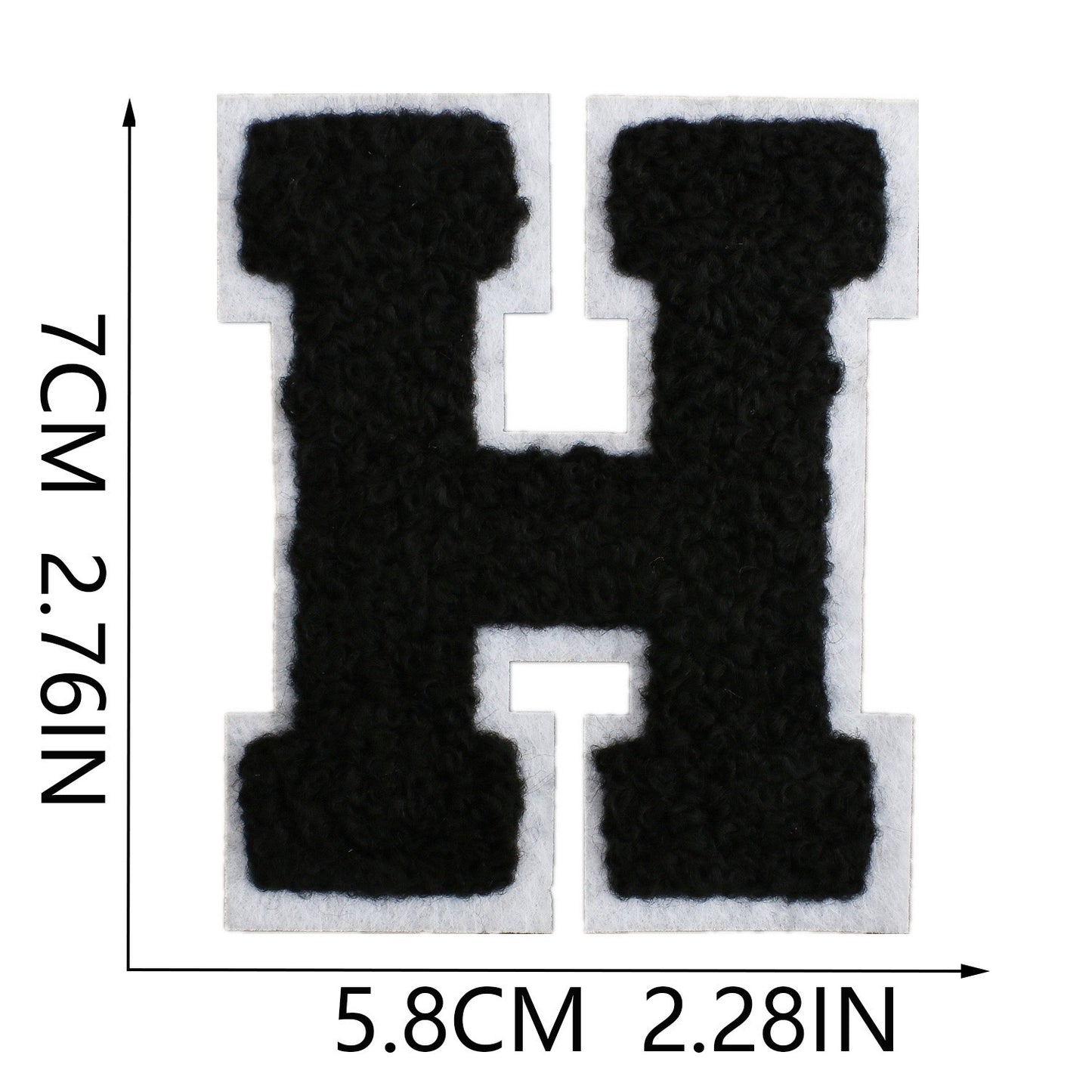 Schwarz Weiß 7cm Buchstaben A–Z Chenille Aufnäher Patches zum Aufbügeln für Kleidung DIY