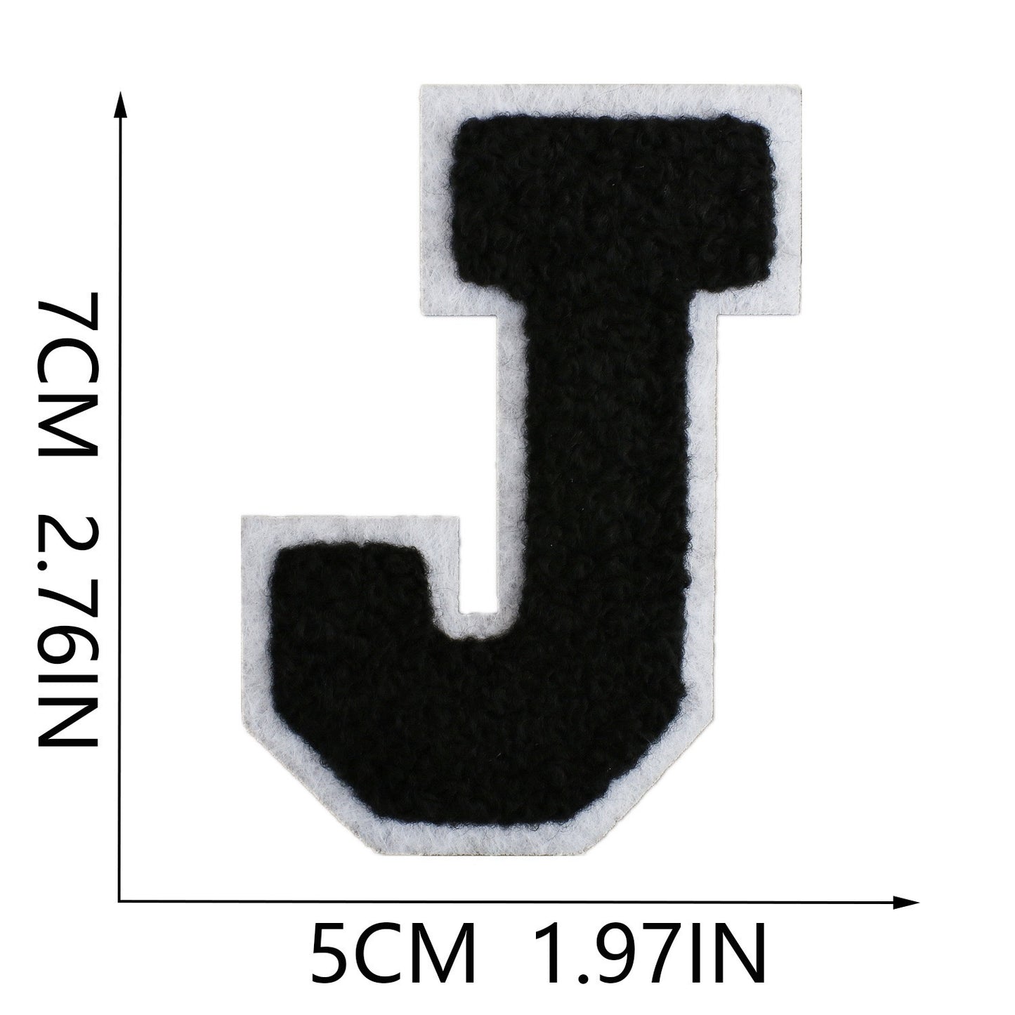 Schwarz Weiß 7cm Buchstaben A–Z Chenille Aufnäher Patches zum Aufbügeln für Kleidung DIY