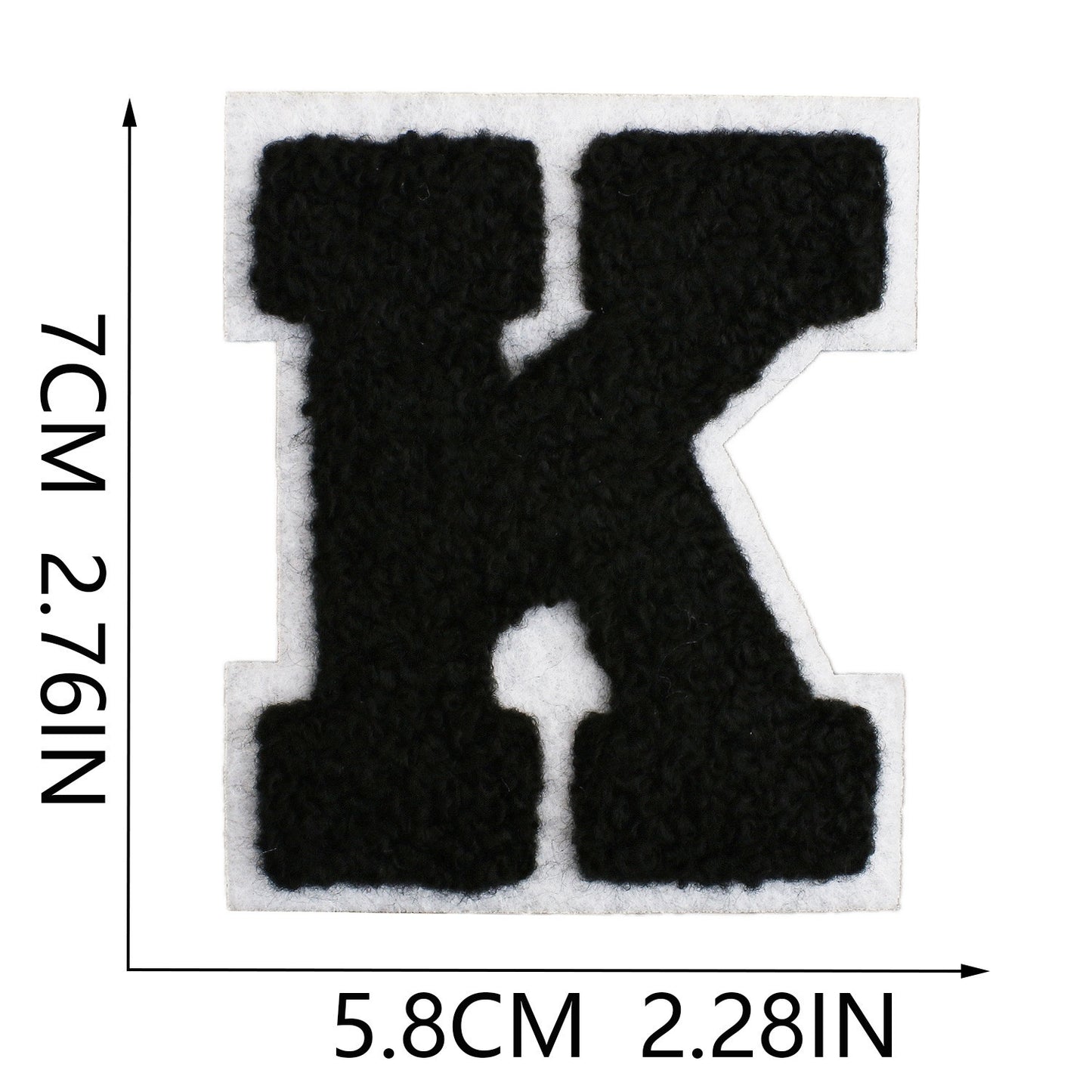 Schwarz Weiß 7cm Buchstaben A–Z Chenille Aufnäher Patches zum Aufbügeln für Kleidung DIY