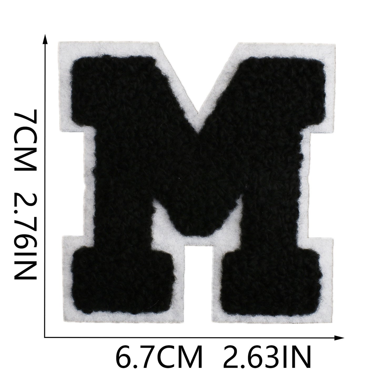 Schwarz Weiß 7cm Buchstaben A–Z Chenille Aufnäher Patches zum Aufbügeln für Kleidung DIY