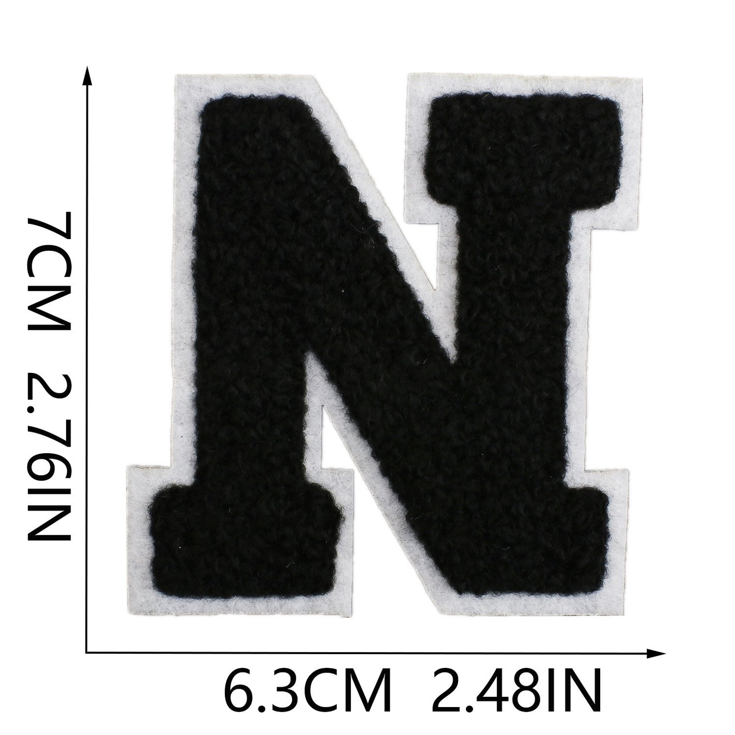 Schwarz Weiß 7cm Buchstaben A–Z Chenille Aufnäher Patches zum Aufbügeln für Kleidung DIY