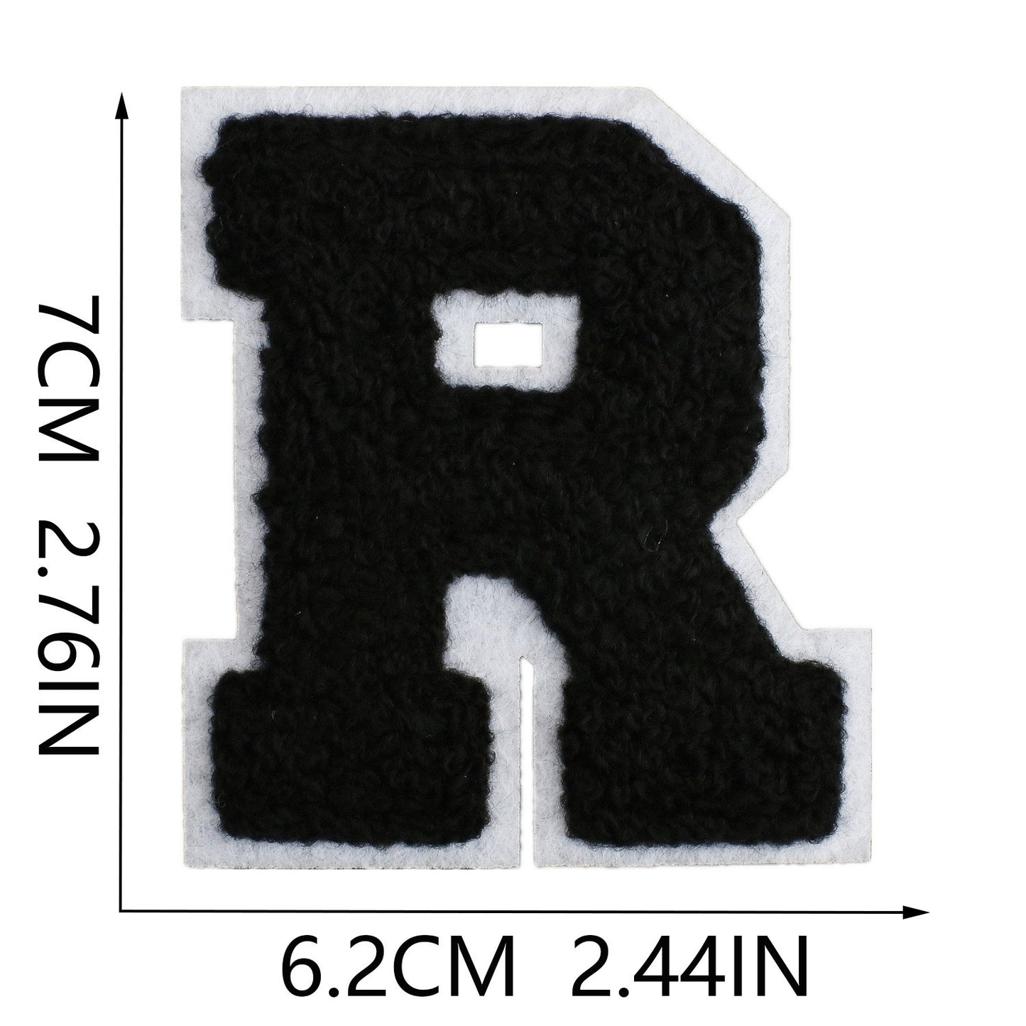 Schwarz Weiß 7cm Buchstaben A–Z Chenille Aufnäher Patches zum Aufbügeln für Kleidung DIY