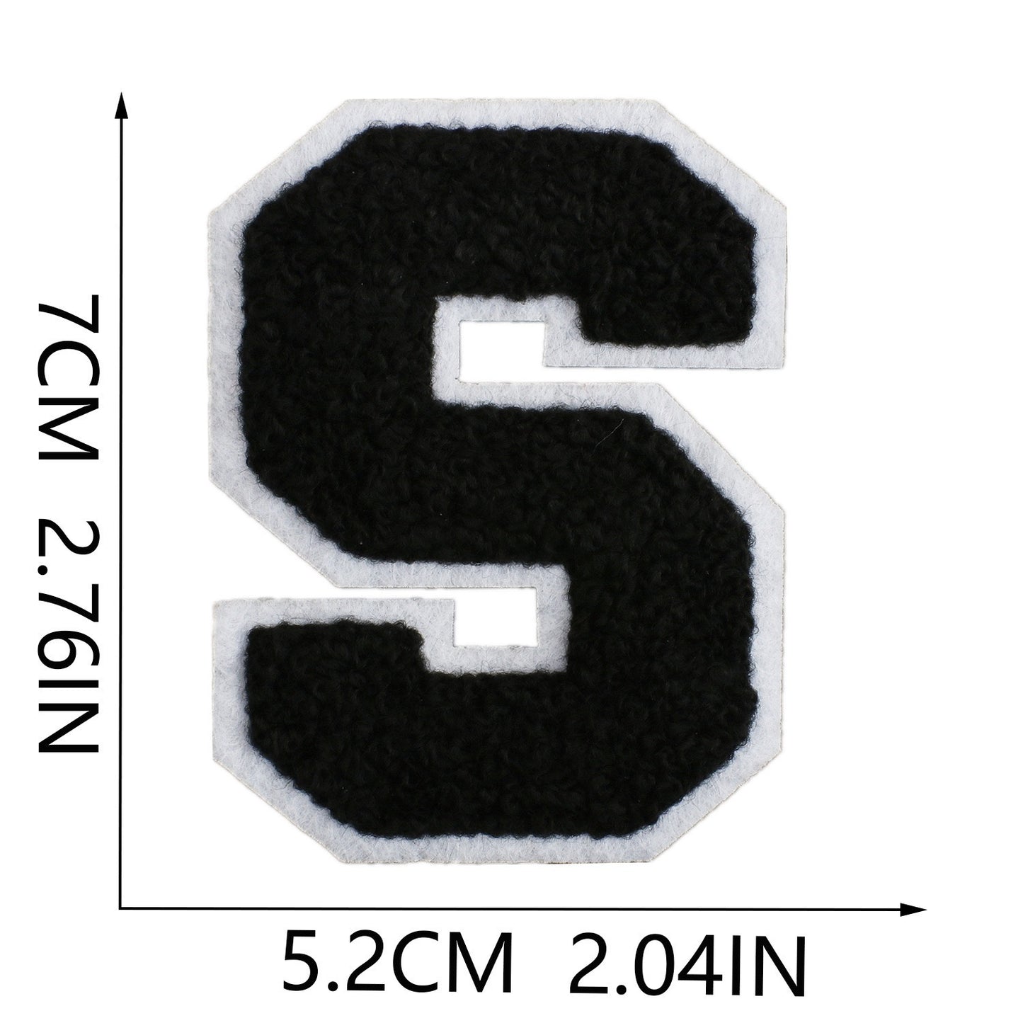 Schwarz Weiß 7cm Buchstaben A–Z Chenille Aufnäher Patches zum Aufbügeln für Kleidung DIY