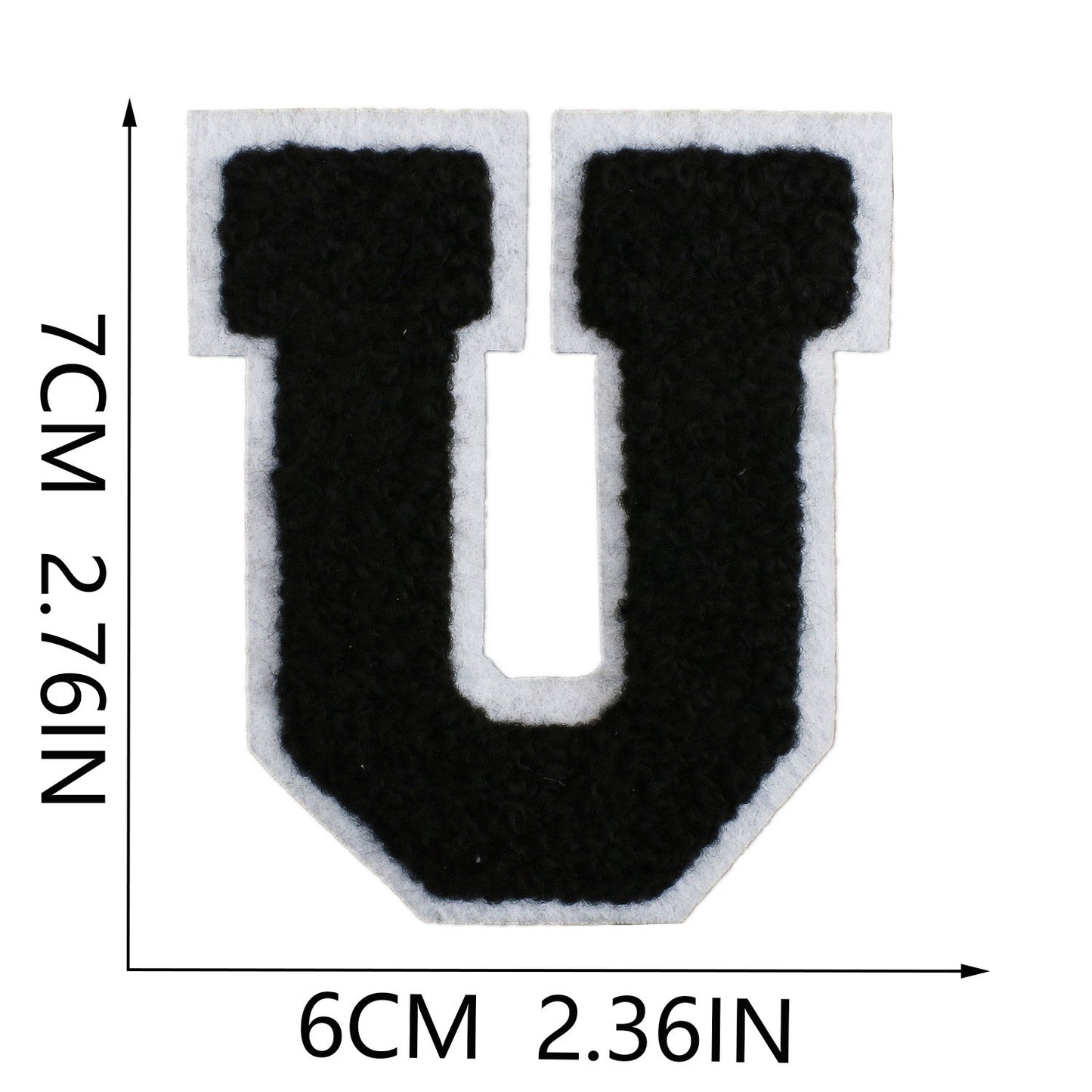 Schwarz Weiß 7cm Buchstaben A–Z Chenille Aufnäher Patches zum Aufbügeln für Kleidung DIY
