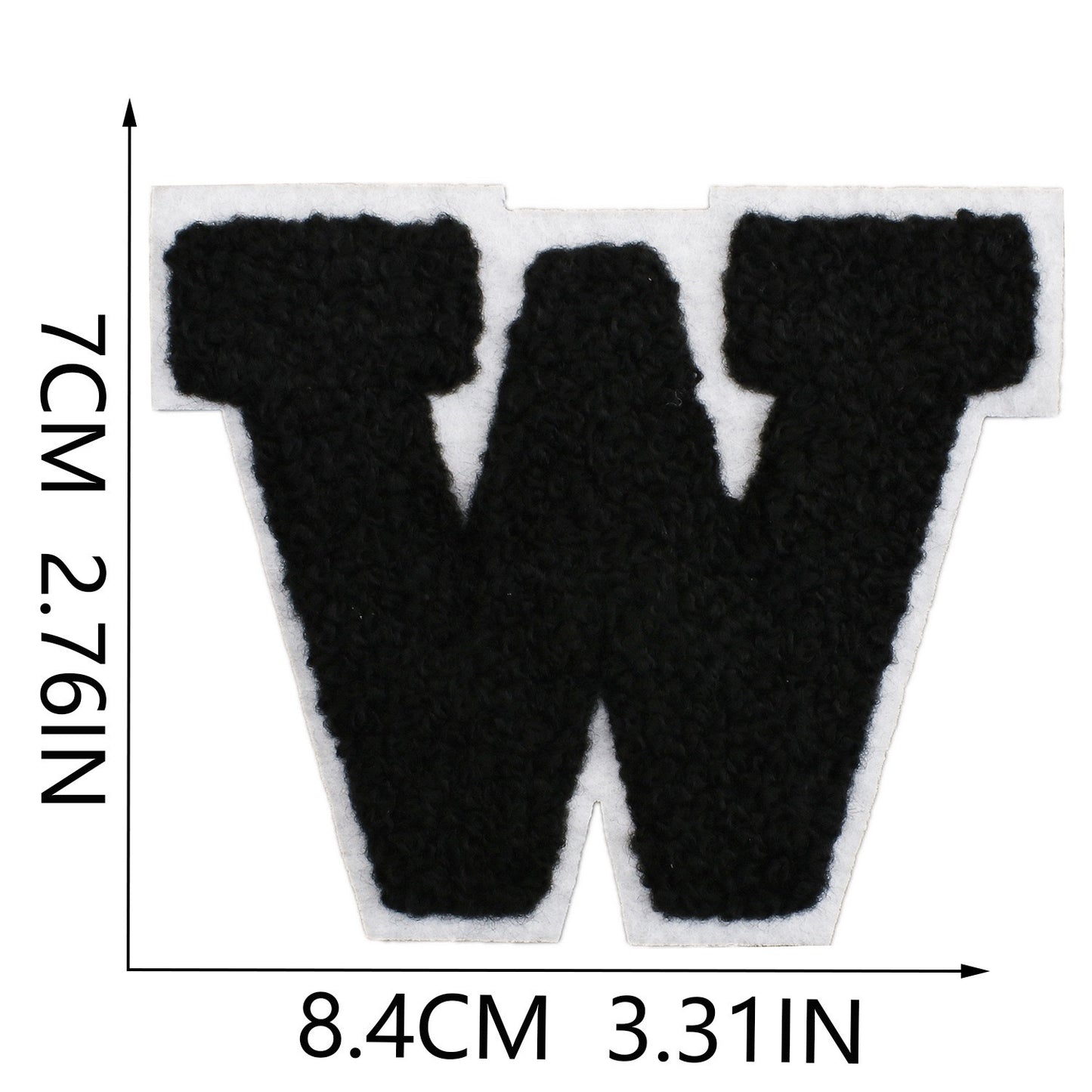 Schwarz Weiß 7cm Buchstaben A–Z Chenille Aufnäher Patches zum Aufbügeln für Kleidung DIY