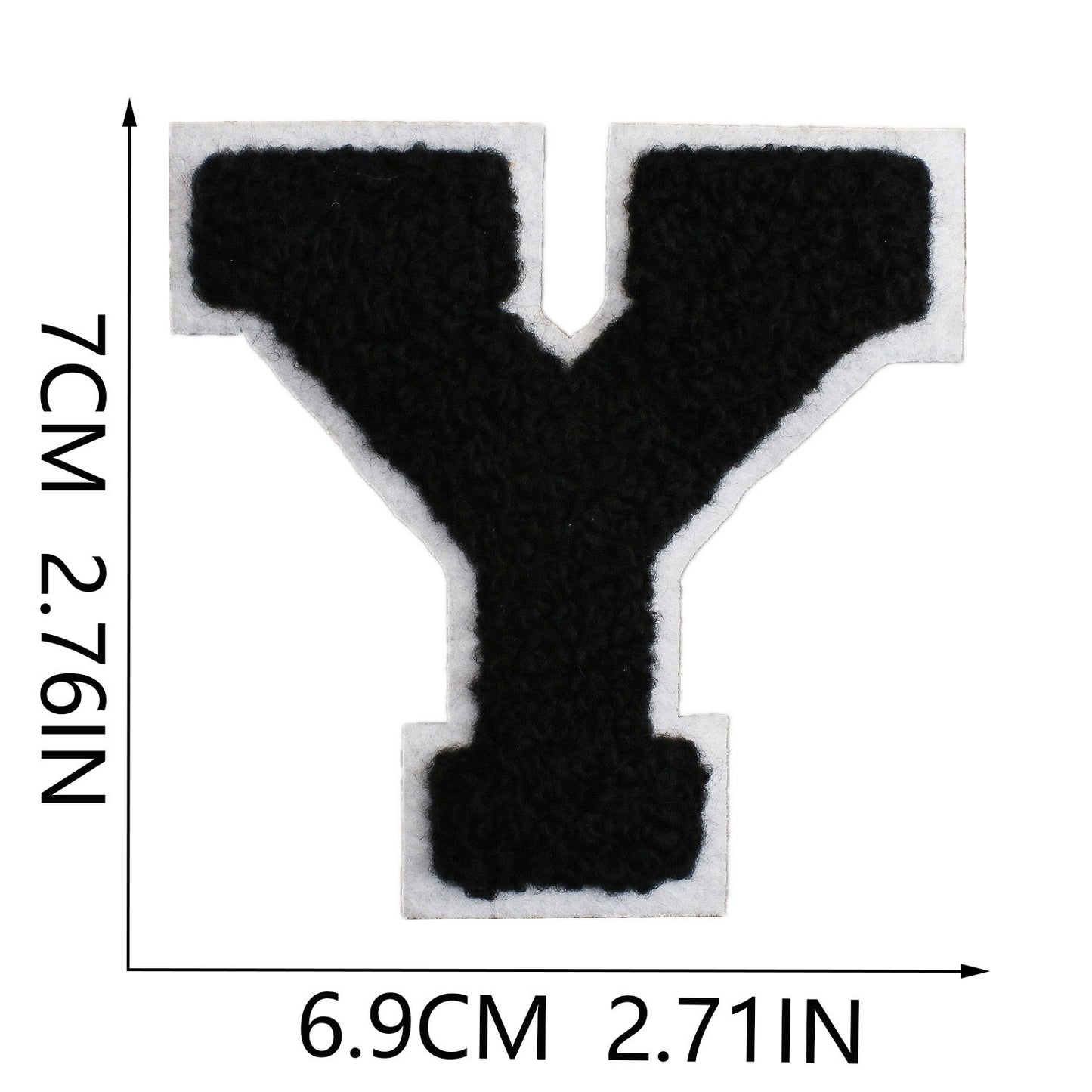 Schwarz Weiß 7cm Buchstaben A–Z Chenille Aufnäher Patches zum Aufbügeln für Kleidung DIY