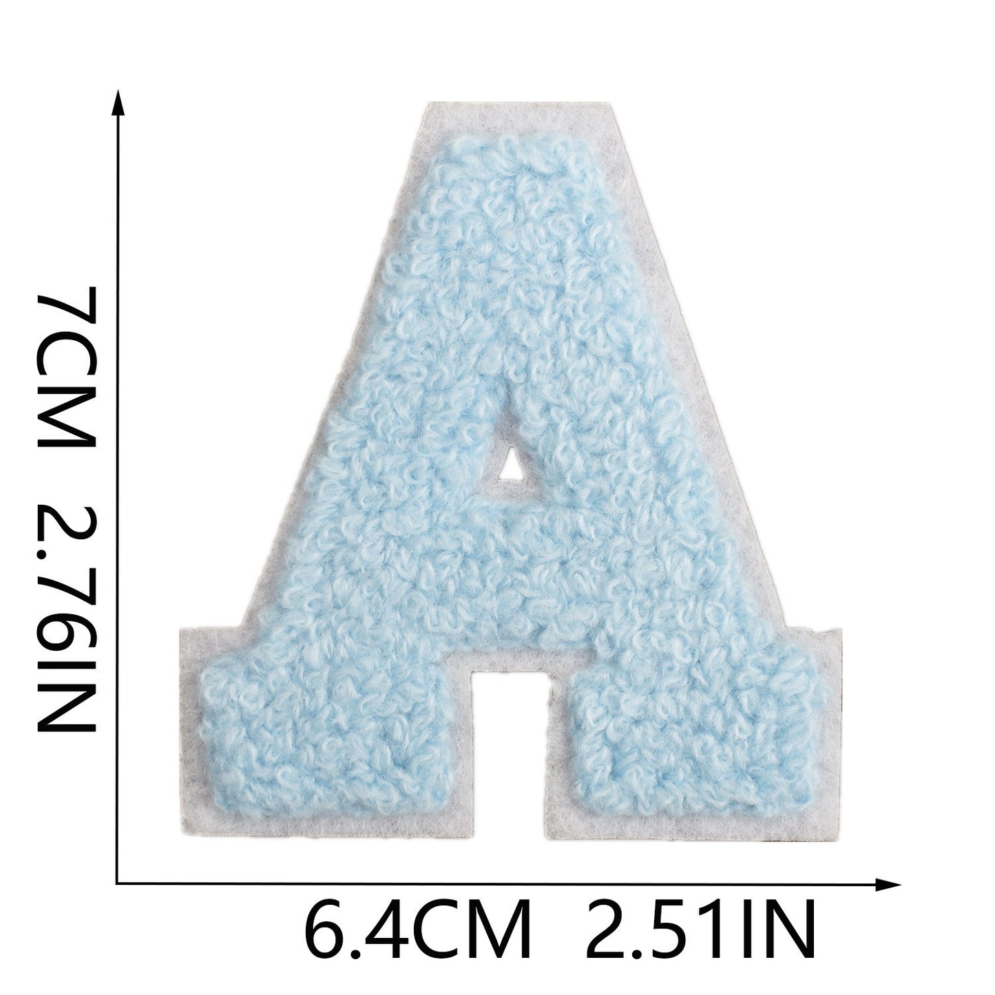 Hellblau 7cm Buchstaben A–Z Chenille Aufnäher Patches zum Aufbügeln für Kleidung DIY