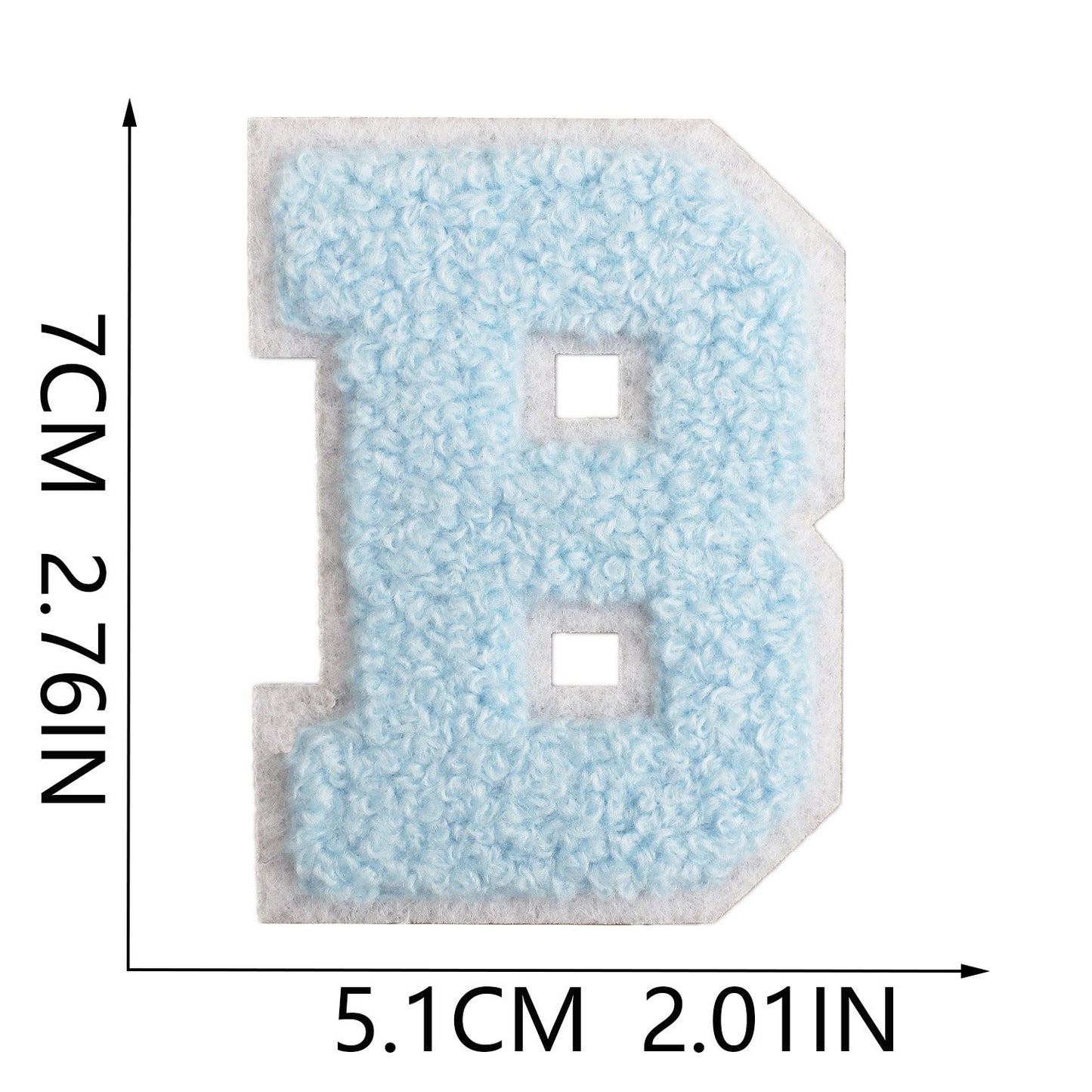 Hellblau 7cm Buchstaben A–Z Chenille Aufnäher Patches zum Aufbügeln für Kleidung DIY