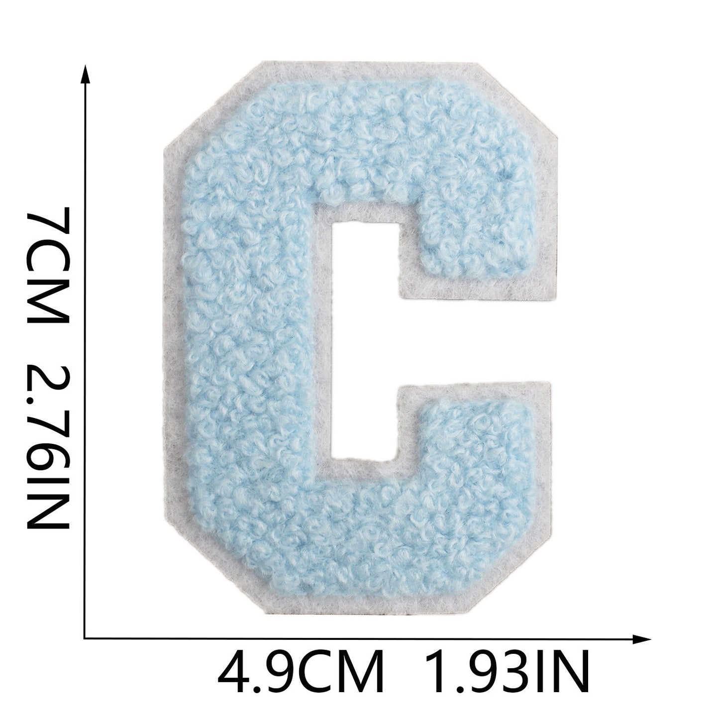 Hellblau 7cm Buchstaben A–Z Chenille Aufnäher Patches zum Aufbügeln für Kleidung DIY