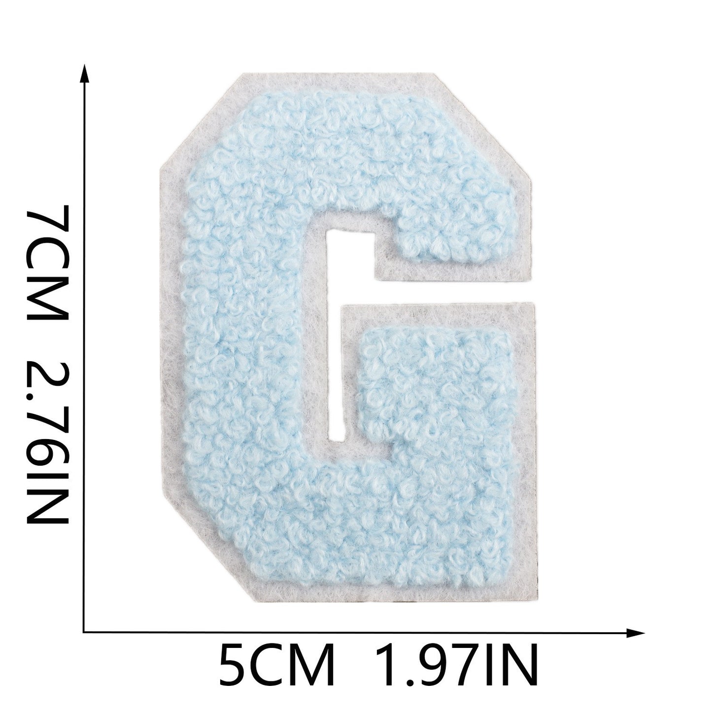 Hellblau 7cm Buchstaben A–Z Chenille Aufnäher Patches zum Aufbügeln für Kleidung DIY