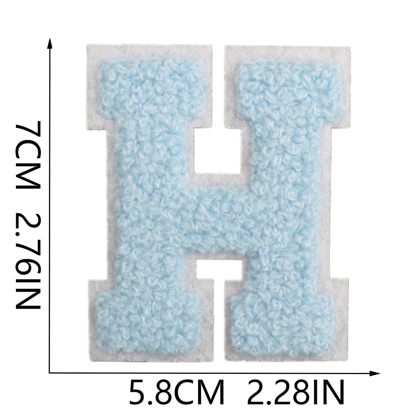 Hellblau 7cm Buchstaben A–Z Chenille Aufnäher Patches zum Aufbügeln für Kleidung DIY