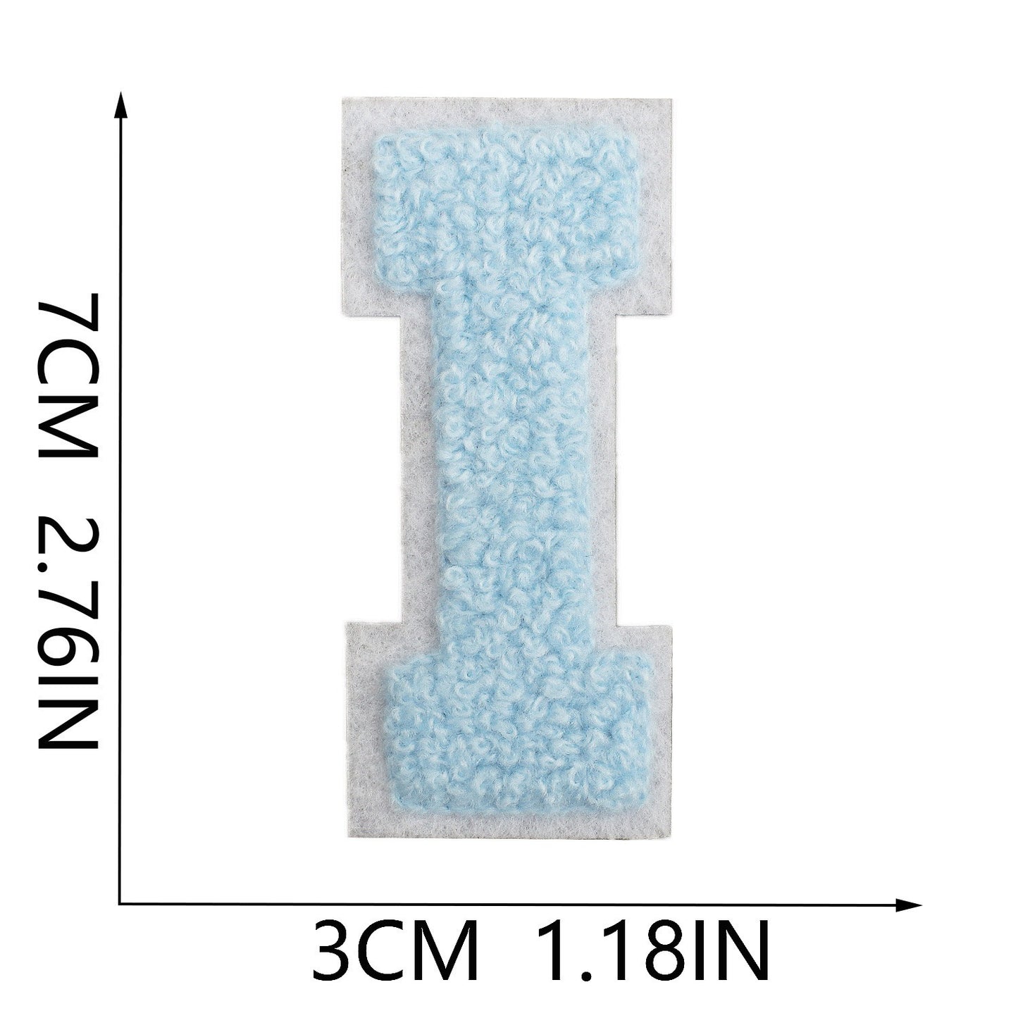 Hellblau 7cm Buchstaben A–Z Chenille Aufnäher Patches zum Aufbügeln für Kleidung DIY