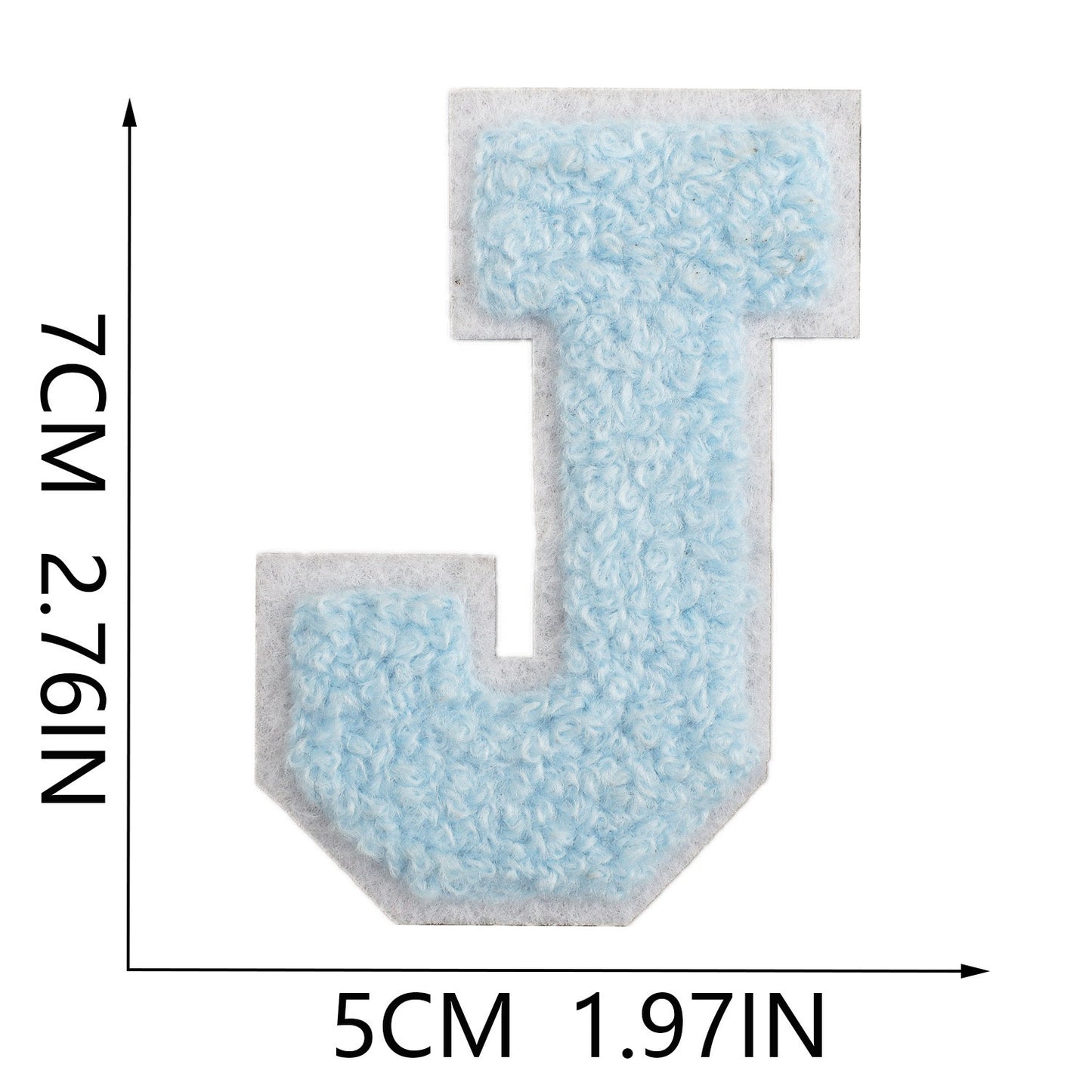 Hellblau 7cm Buchstaben A–Z Chenille Aufnäher Patches zum Aufbügeln für Kleidung DIY