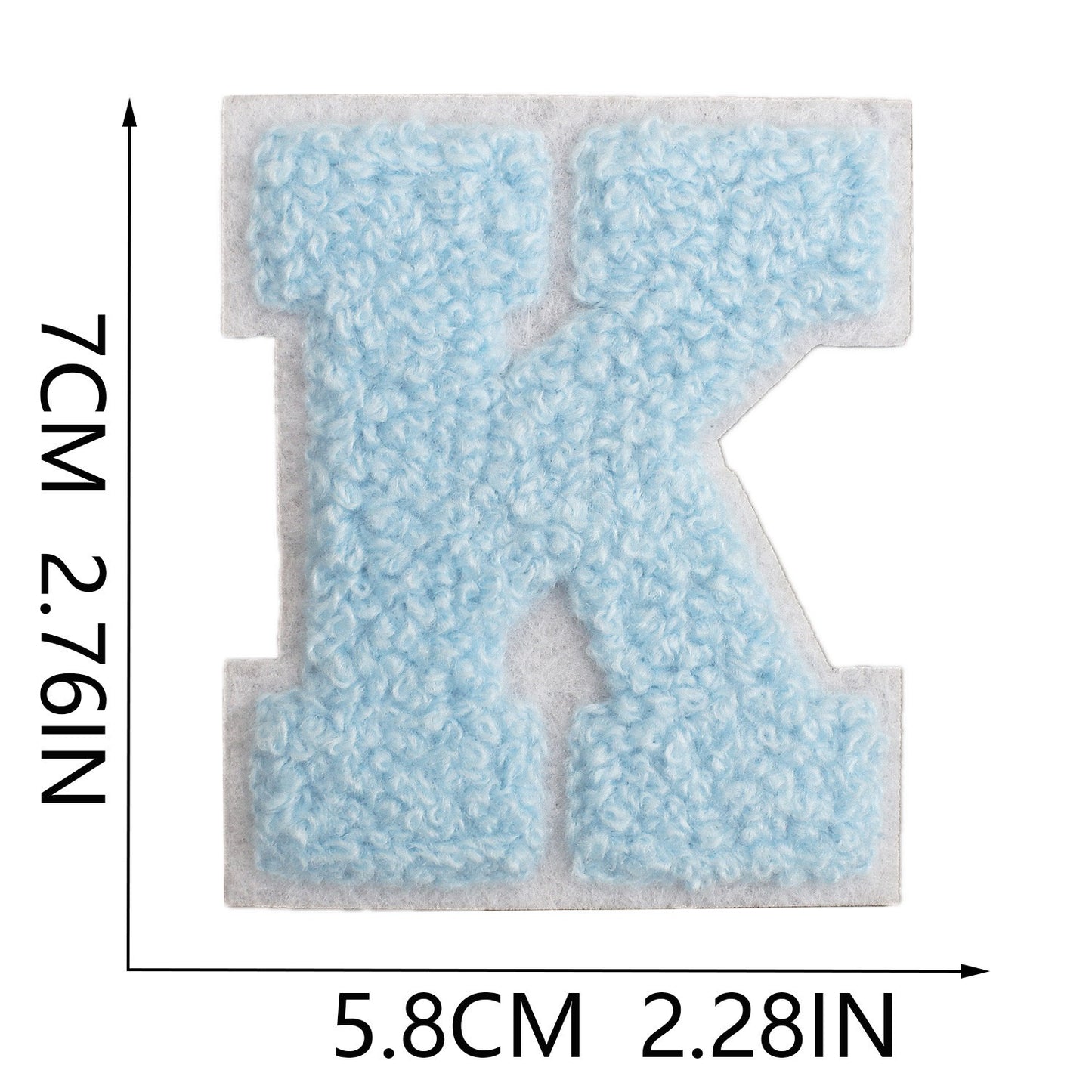 Hellblau 7cm Buchstaben A–Z Chenille Aufnäher Patches zum Aufbügeln für Kleidung DIY