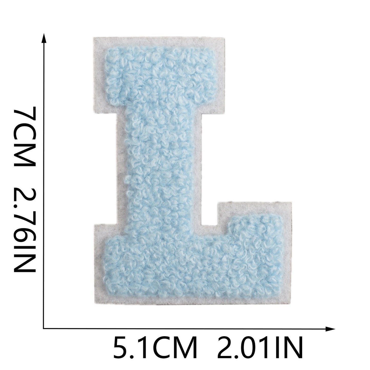 Hellblau 7cm Buchstaben A–Z Chenille Aufnäher Patches zum Aufbügeln für Kleidung DIY