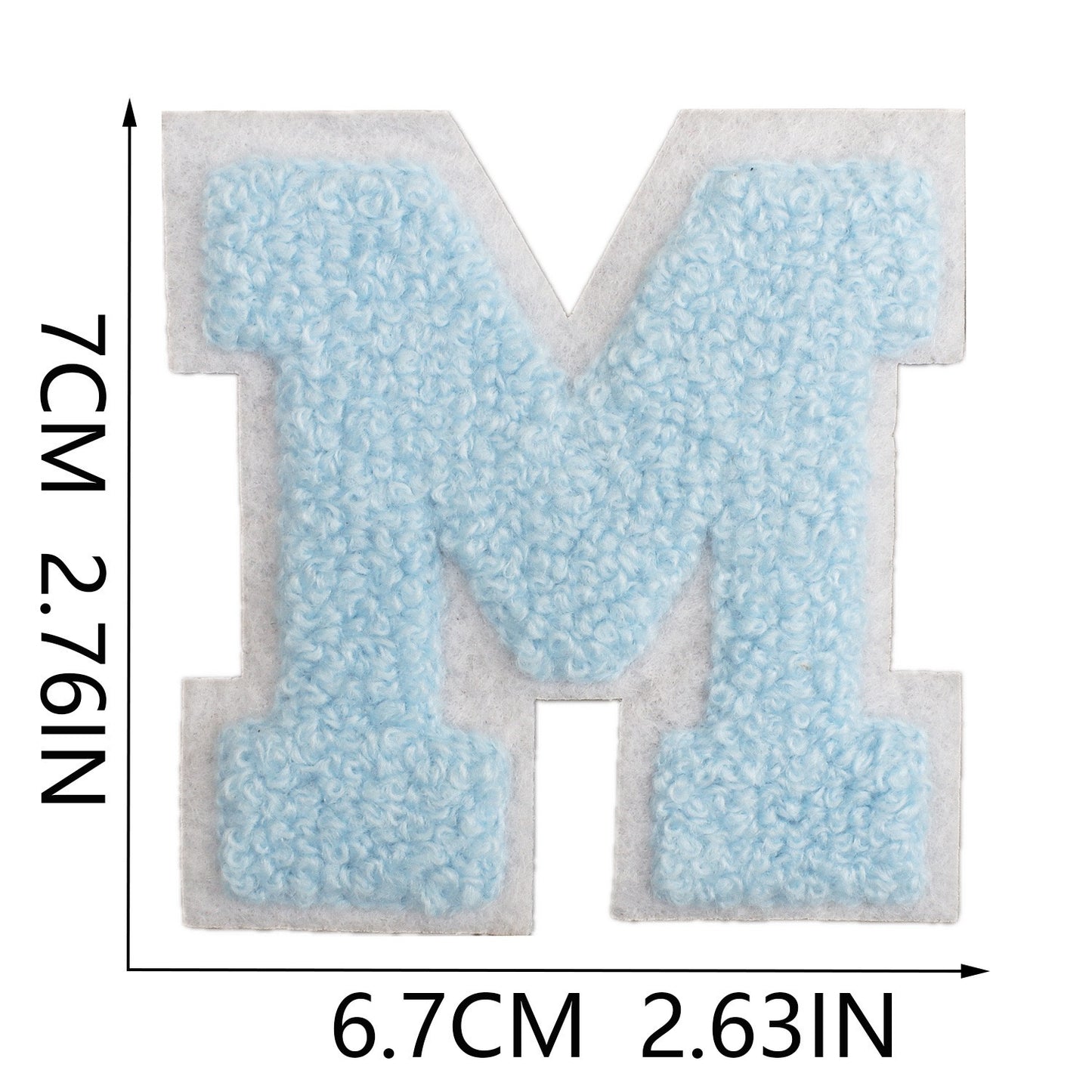 Hellblau 7cm Buchstaben A–Z Chenille Aufnäher Patches zum Aufbügeln für Kleidung DIY