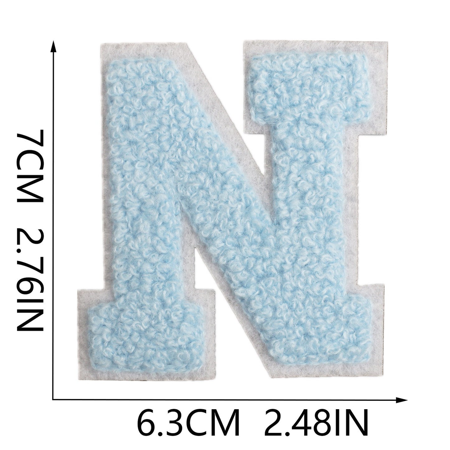 Hellblau 7cm Buchstaben A–Z Chenille Aufnäher Patches zum Aufbügeln für Kleidung DIY