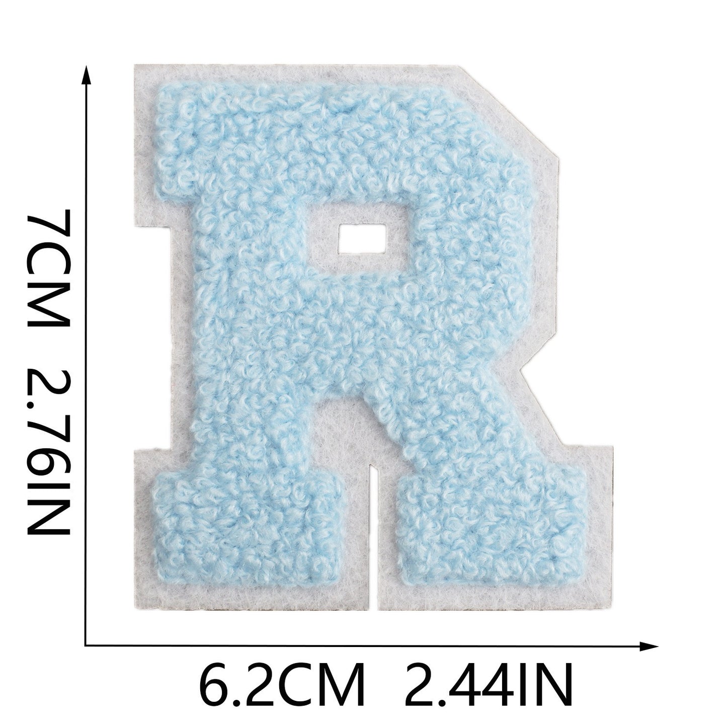 Hellblau 7cm Buchstaben A–Z Chenille Aufnäher Patches zum Aufbügeln für Kleidung DIY