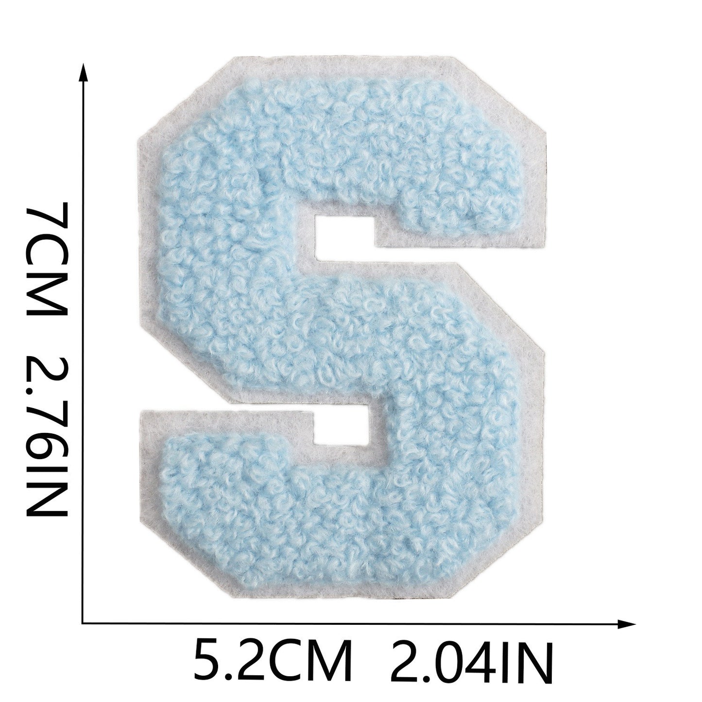 Hellblau 7cm Buchstaben A–Z Chenille Aufnäher Patches zum Aufbügeln für Kleidung DIY