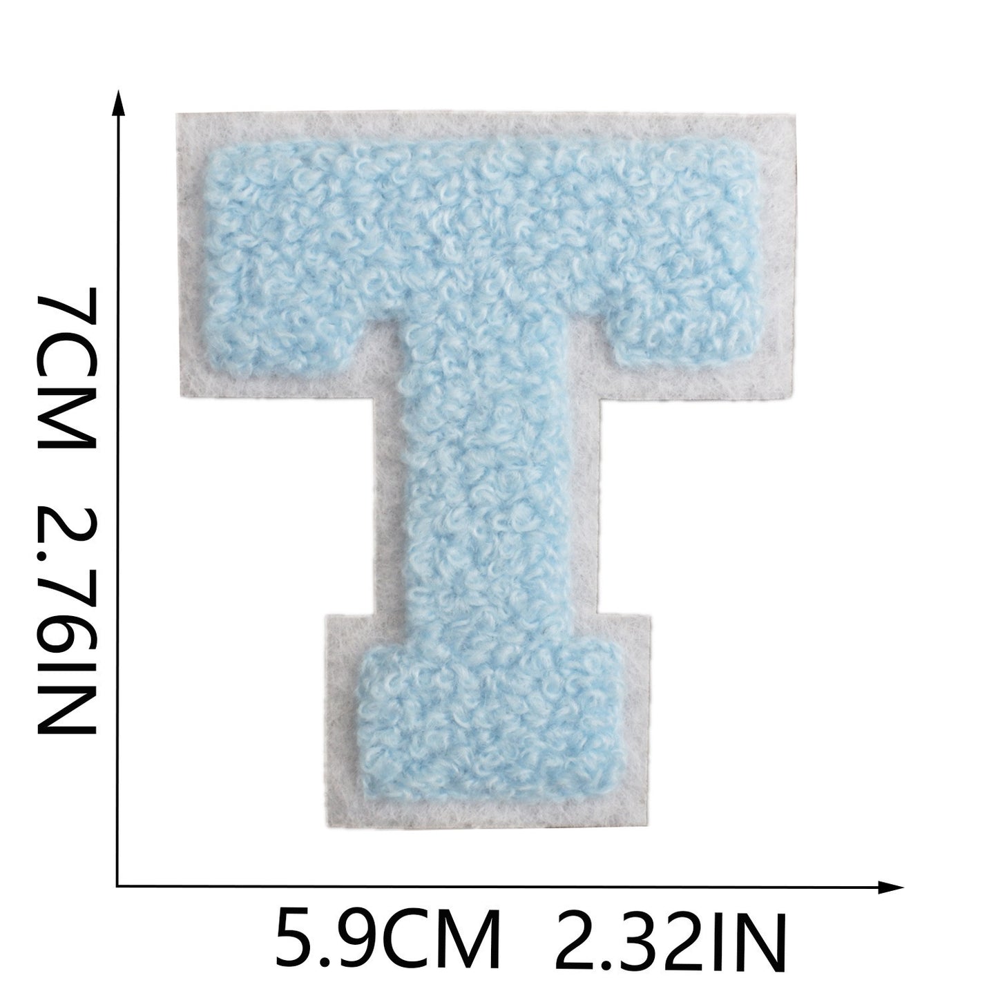 Hellblau 7cm Buchstaben A–Z Chenille Aufnäher Patches zum Aufbügeln für Kleidung DIY