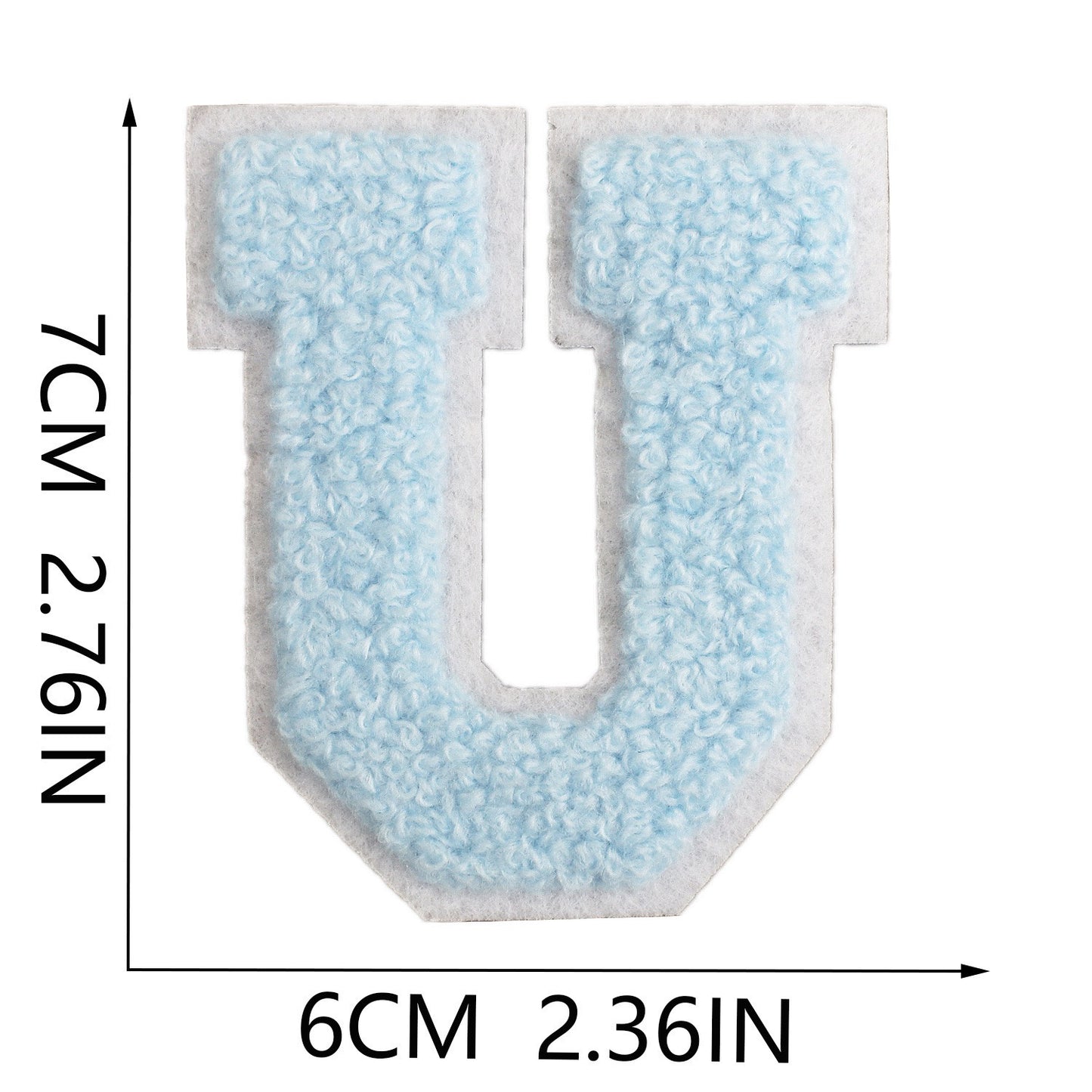 Hellblau 7cm Buchstaben A–Z Chenille Aufnäher Patches zum Aufbügeln für Kleidung DIY