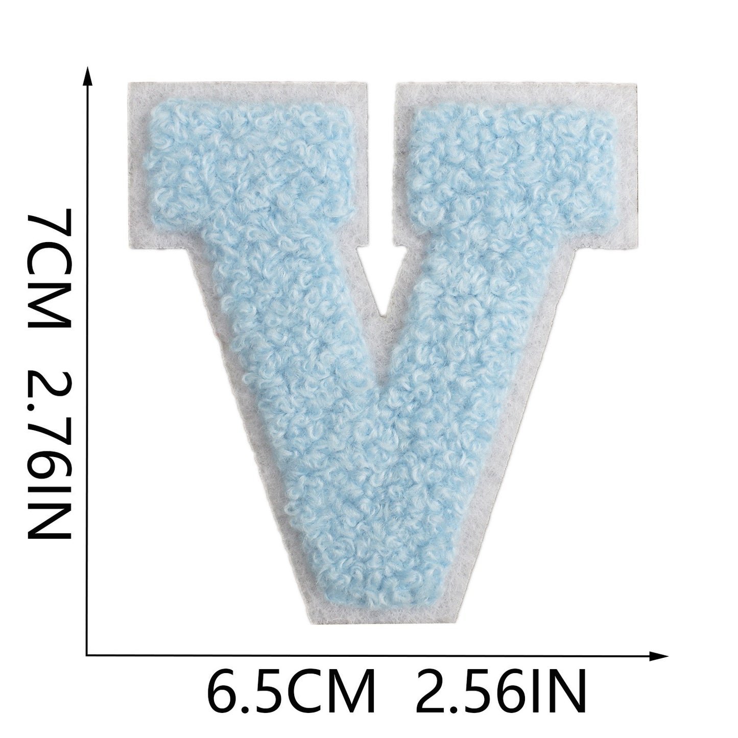 Hellblau 7cm Buchstaben A–Z Chenille Aufnäher Patches zum Aufbügeln für Kleidung DIY