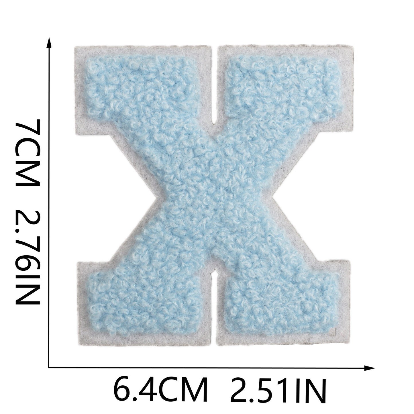 Hellblau 7cm Buchstaben A–Z Chenille Aufnäher Patches zum Aufbügeln für Kleidung DIY