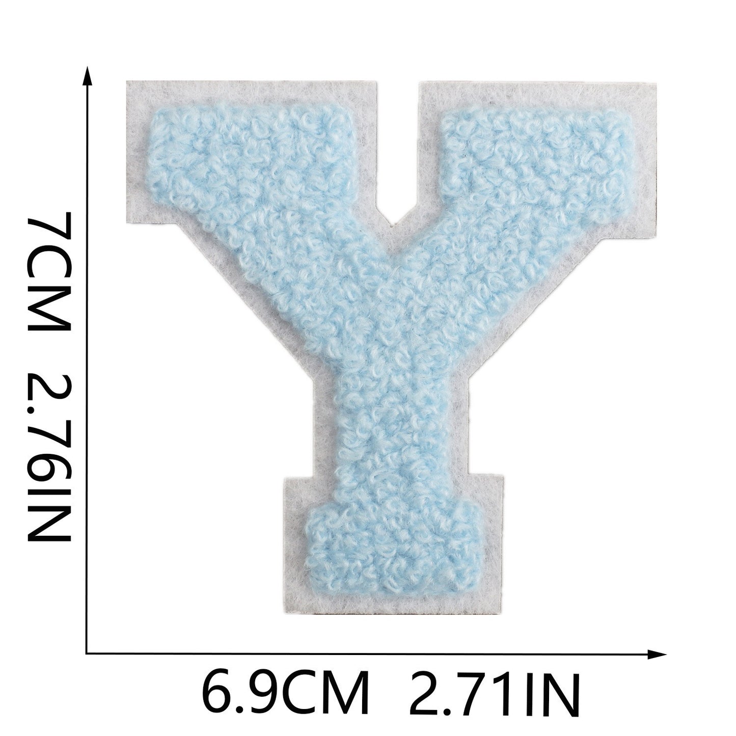 Hellblau 7cm Buchstaben A–Z Chenille Aufnäher Patches zum Aufbügeln für Kleidung DIY