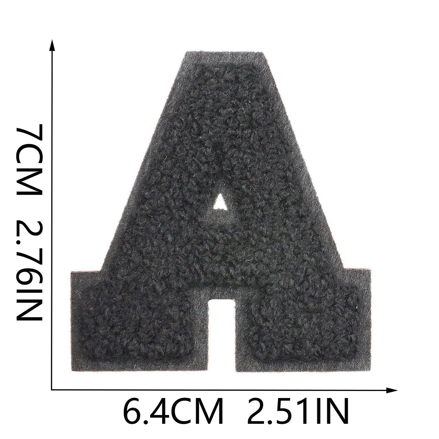 Schwarz 7cm Buchstaben A–Z Chenille Aufnäher Patches zum Aufbügeln für Kleidung DIY