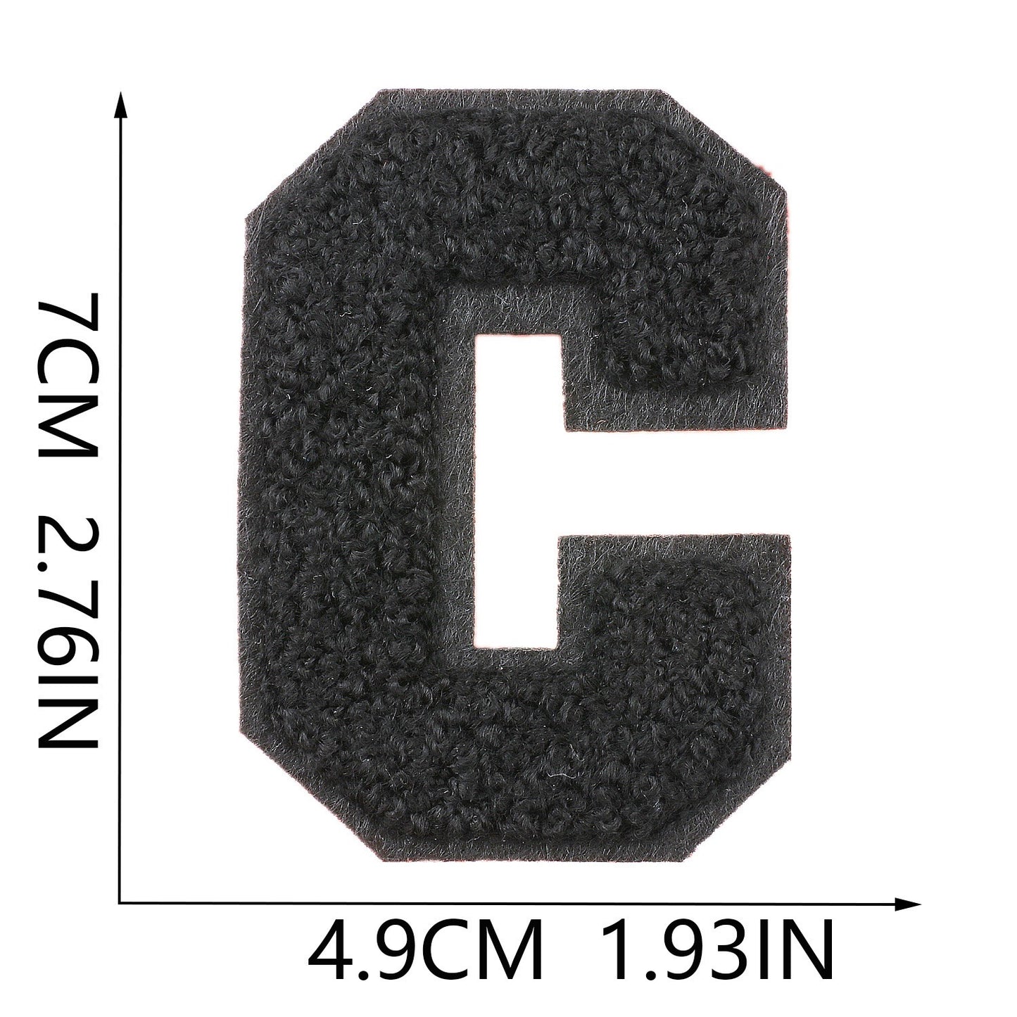 Schwarz 7cm Buchstaben A–Z Chenille Aufnäher Patches zum Aufbügeln für Kleidung DIY