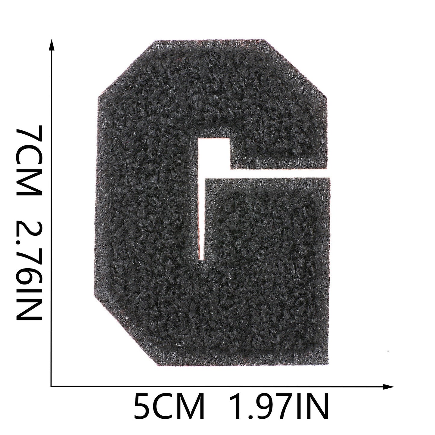 Schwarz 7cm Buchstaben A–Z Chenille Aufnäher Patches zum Aufbügeln für Kleidung DIY
