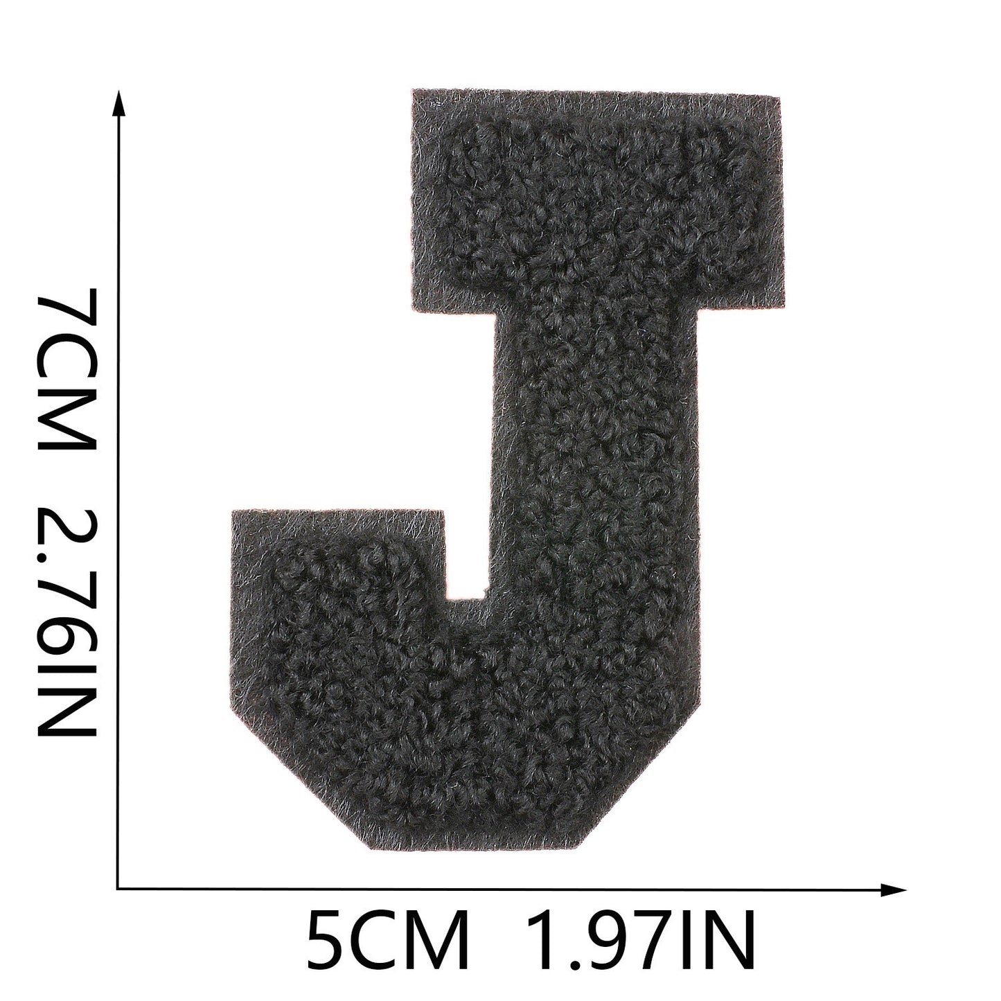 Schwarz 7cm Buchstaben A–Z Chenille Aufnäher Patches zum Aufbügeln für Kleidung DIY