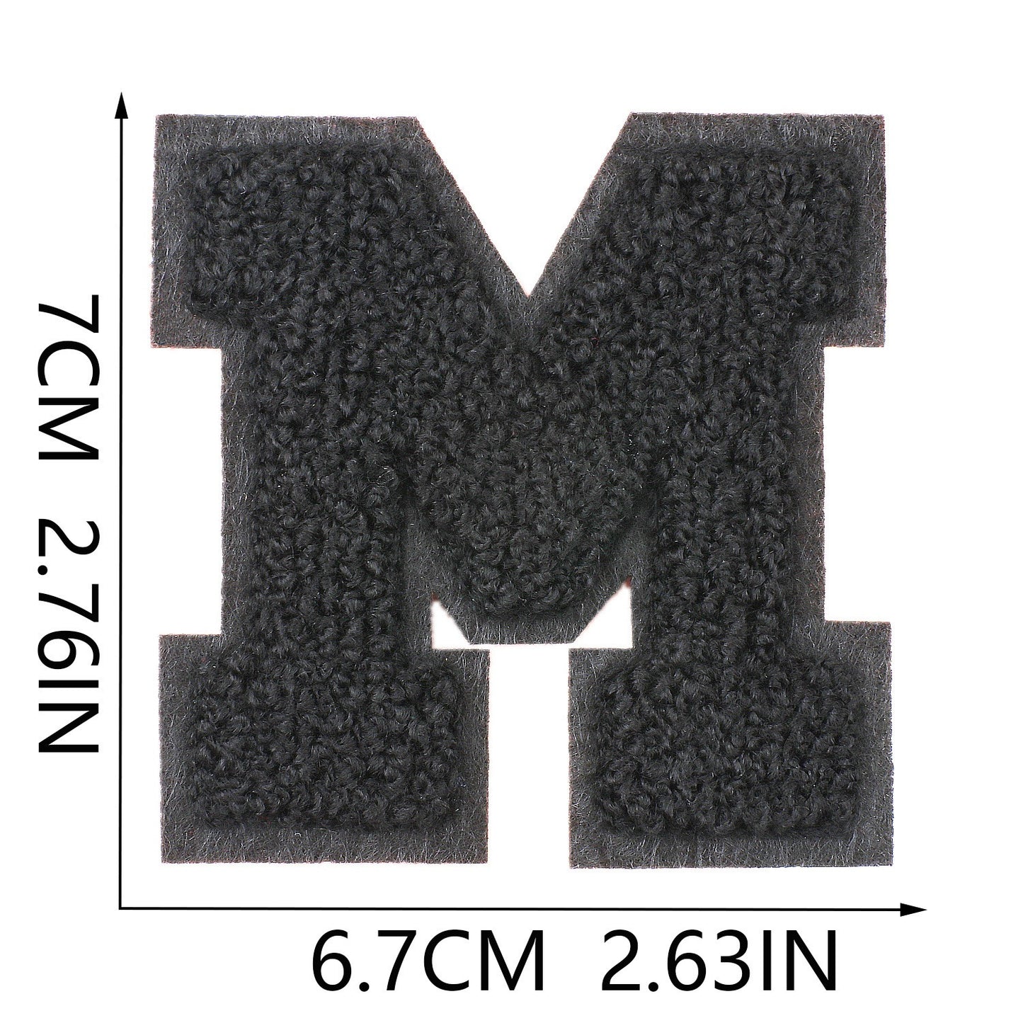 Schwarz 7cm Buchstaben A–Z Chenille Aufnäher Patches zum Aufbügeln für Kleidung DIY