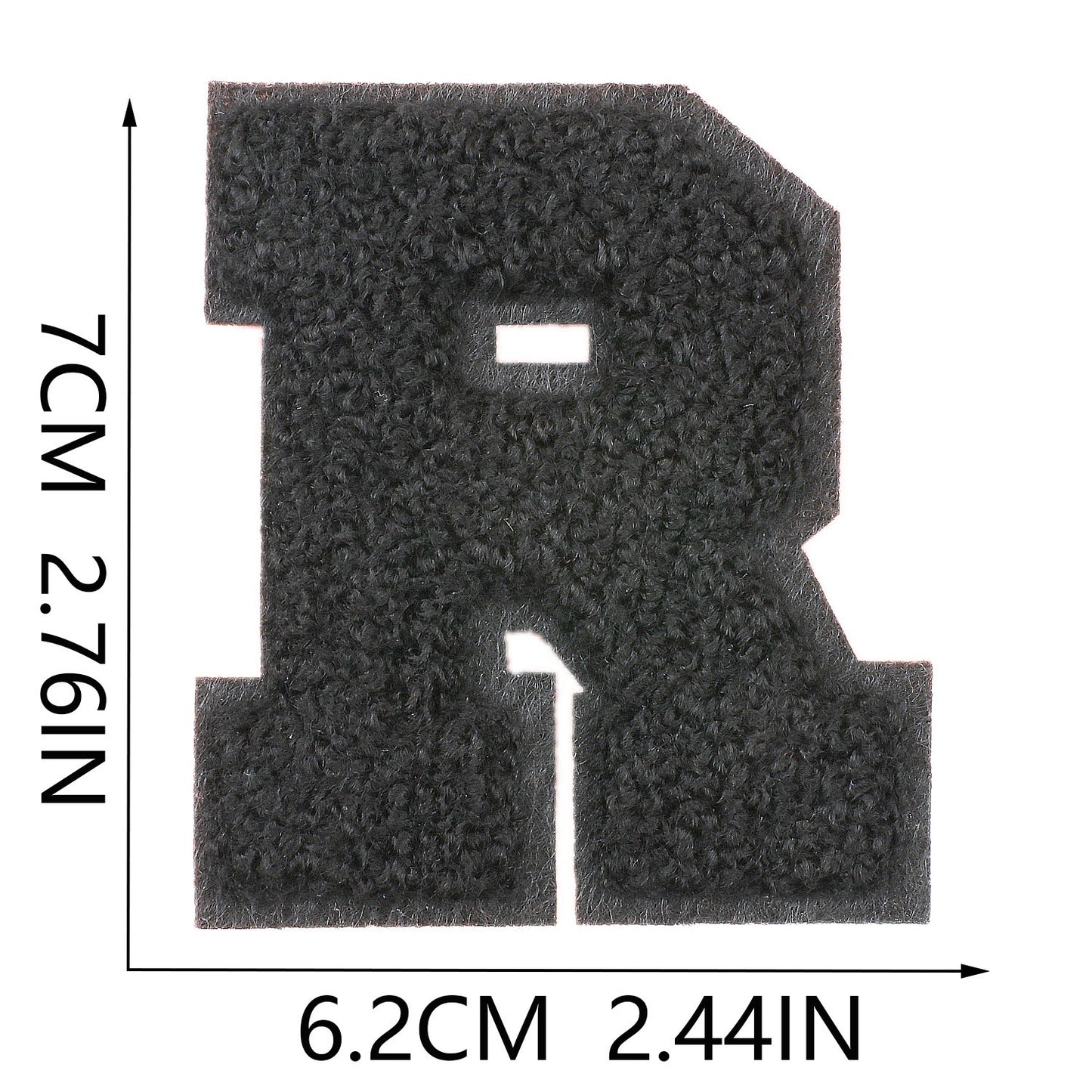 Schwarz 7cm Buchstaben A–Z Chenille Aufnäher Patches zum Aufbügeln für Kleidung DIY
